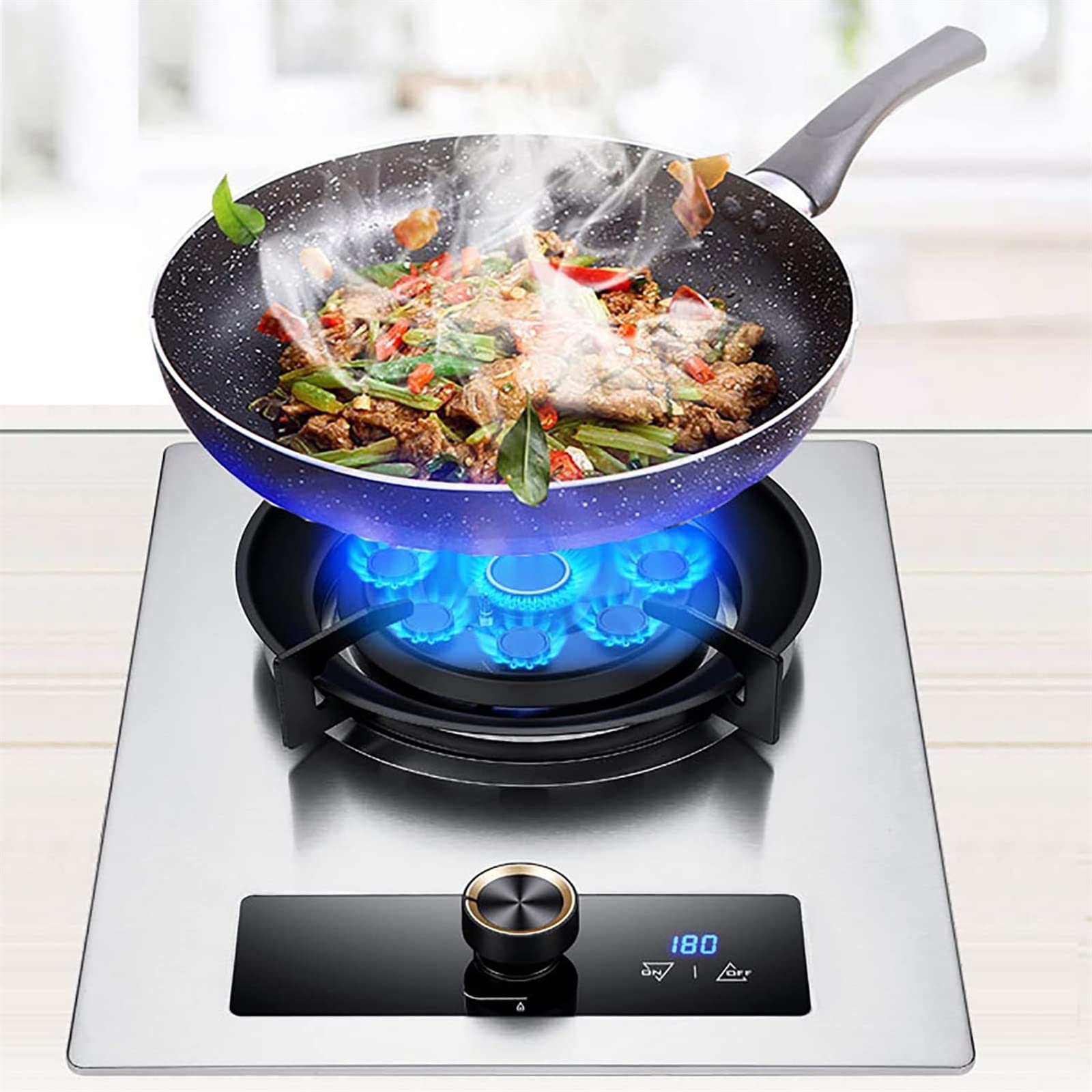 Portable Camping Gas Stove 4.5KW with 9 Burners - High Efficiency, Timer Function & Flameout Protection | Perfect for Outdoor Cooking, Backpacking, Picnics & Family BBQ (Natural Gas)
