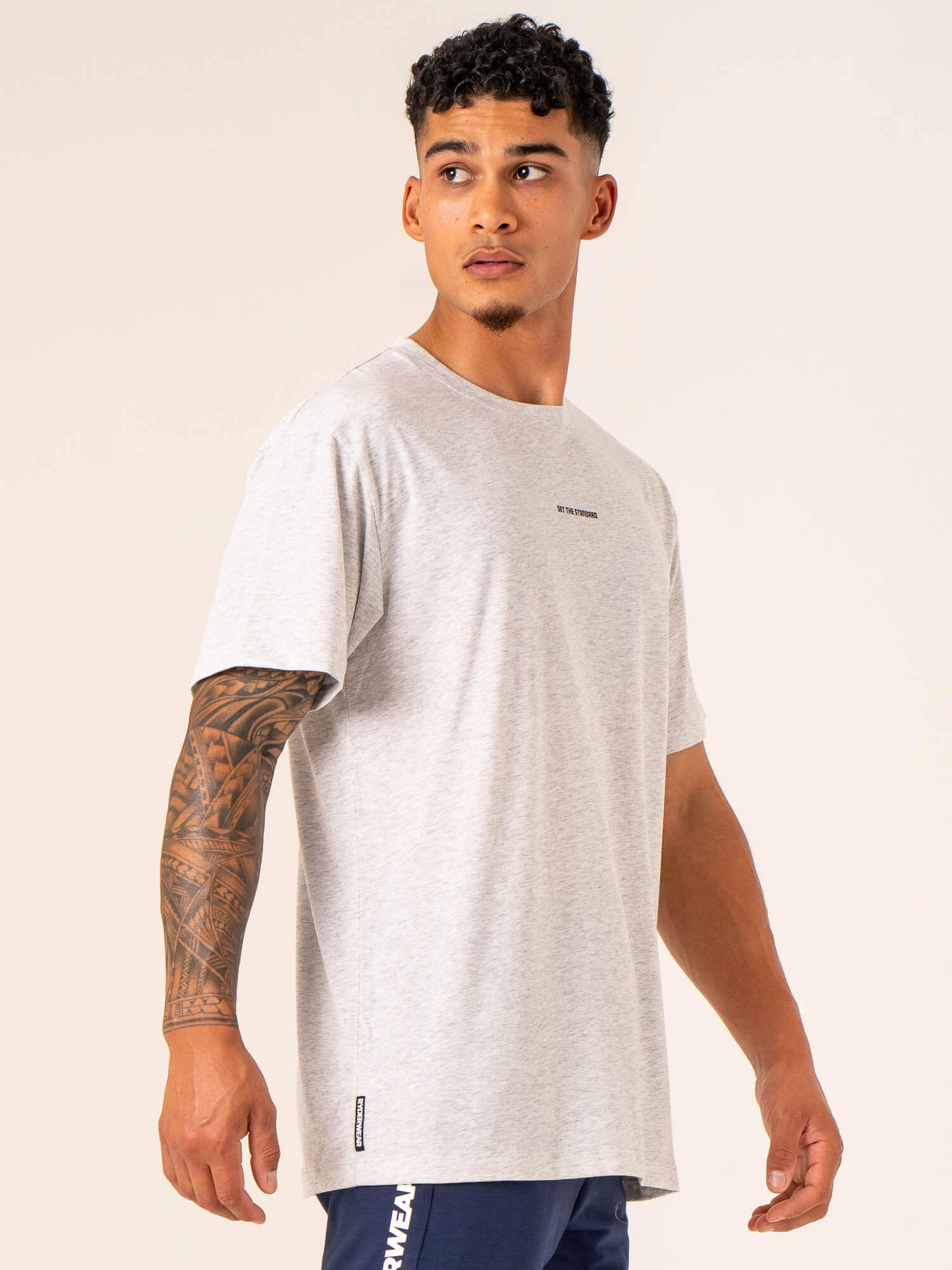 Oversized T-Shirt for Women - Soft Cotton Snow Grey Marl Tee - Casual Loungewear & Streetwear Fashion