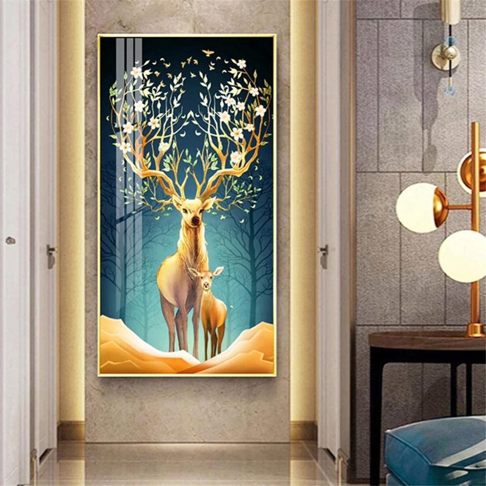 5D DIY Diamond Painting Kits for Adults - Full Drill Elk Animal Diamond Art by Numbers Kit with Crystal Rhinestones (50x100cm) - Home Wall Decor, Stress Relief & Creative Gift Idea for Women & Men