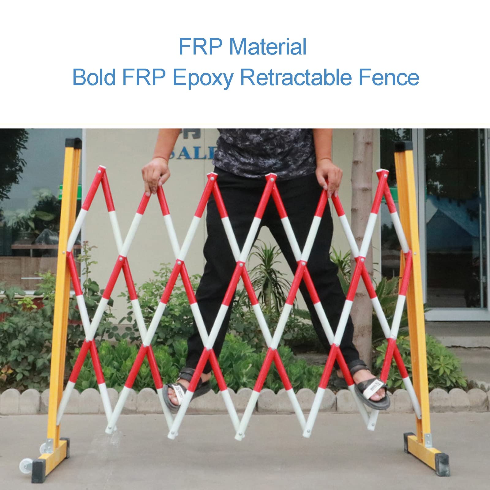 Expandable Portable Road Safety Barrier with Wheels - 1.2x2m Red & White Construction Barricade for Parking Lots, Traffic Control & Event Safety | Heavy-Duty Mobile Fence for Work Zones, Crowd Management & Temporary Roadblocks