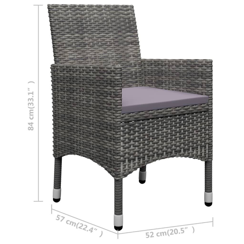 vidaXL 3-Piece Patio Dining Set - Outdoor Table & Chairs, Weather-Resistant Gray Farmhouse Garden Furniture for Backyard, Deck, or Poolside Relaxation