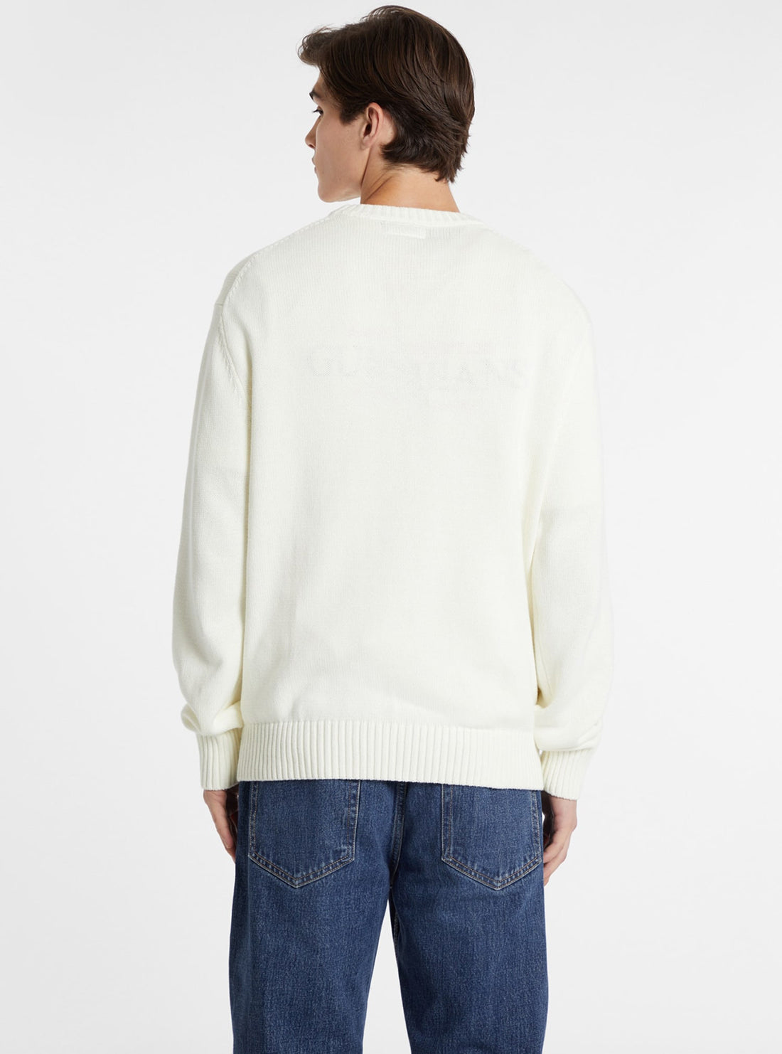 Guess Women's White Embroidered Knit Sweater - Casual Pullover for Spring & Fall Outfits | Perfect for Date Nights and Weekend Brunch