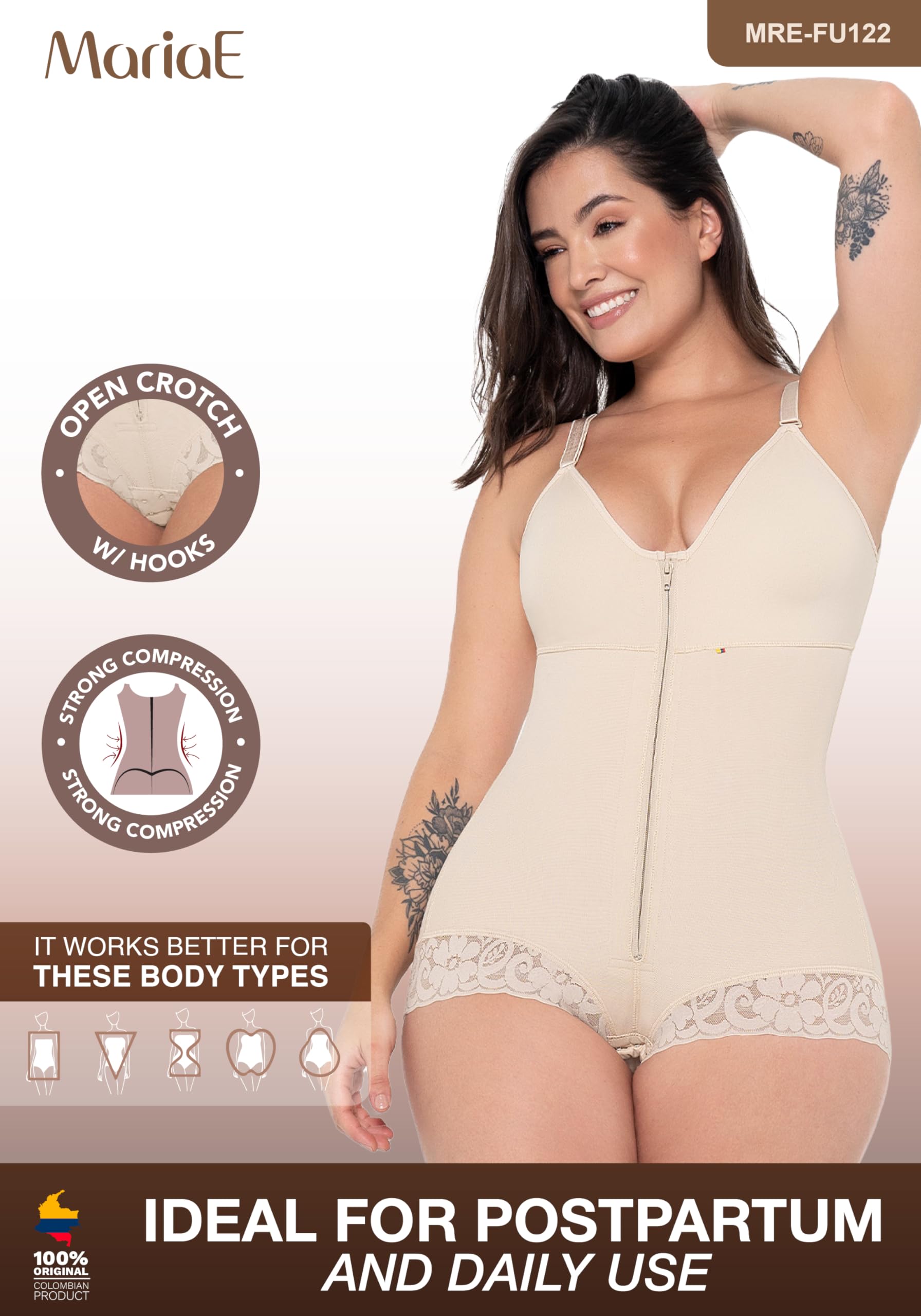 MARIAE FU122 Postpartum C-Section Shapewear - Colombian Fajas for Tummy Control & Body Shaping - Perfect for Postpartum Recovery, Maternity & Everyday Wear