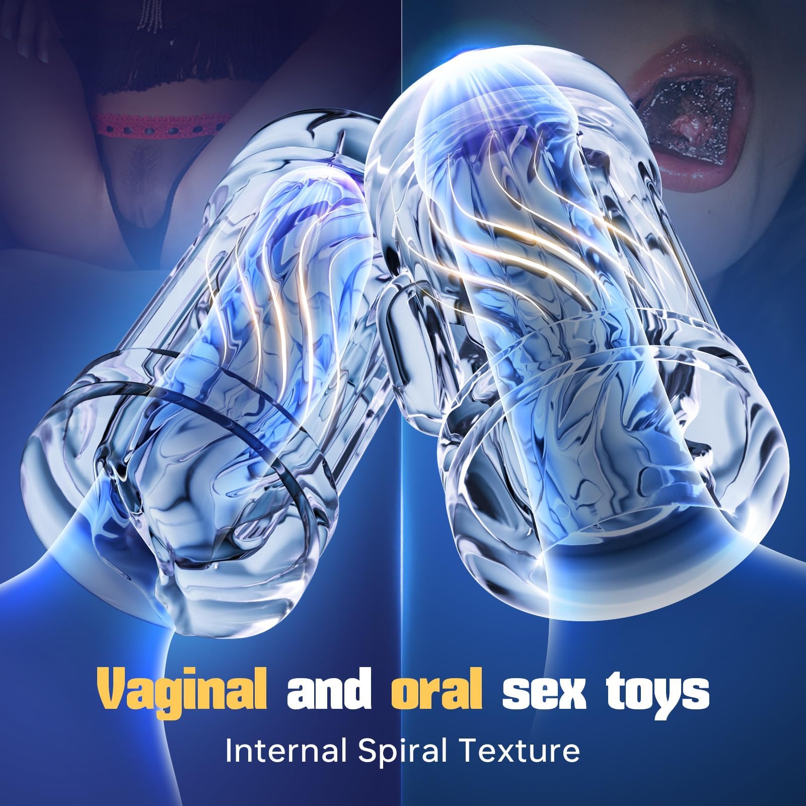 Premium Male Masturbator - Spiral Texture Stroker with Squeezable Pocket Pussy | Open-Ended Penis Sleeve for Solo & Couple Play | Realistic Vagina & Oral Simulation Sex Toy for Men (Great for Bedroom Fun & Intimate Games)