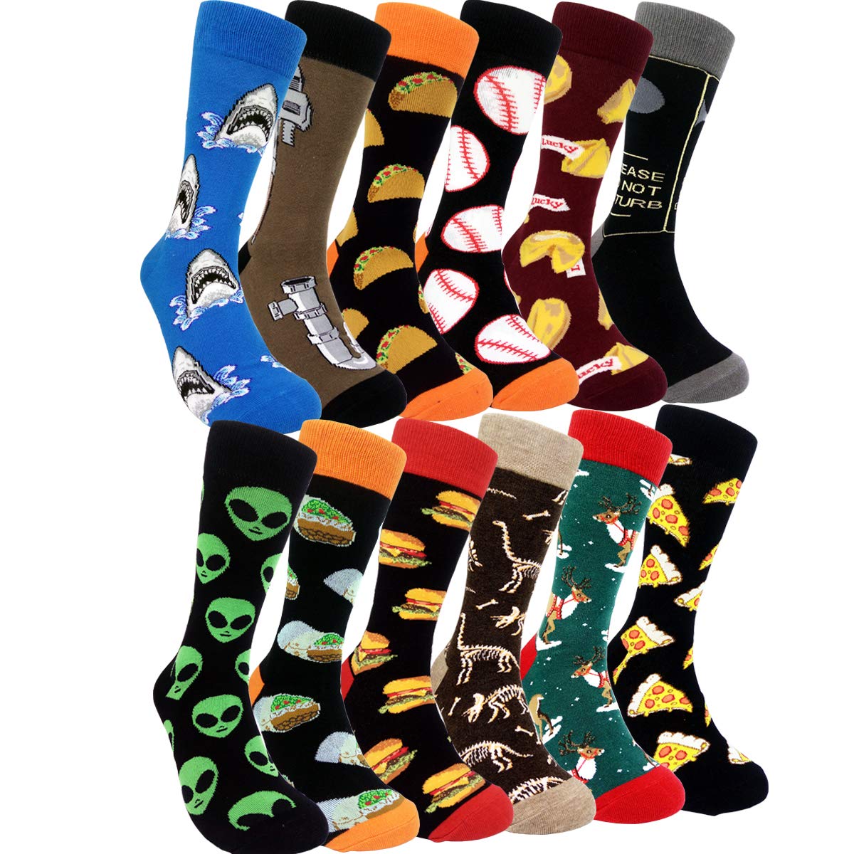 Funny Pattern Dress Socks for Men - Crazy Novelty Cotton Socks with Unique Designs - Perfect Gift for Him - Great for Office, Parties & Casual Wear