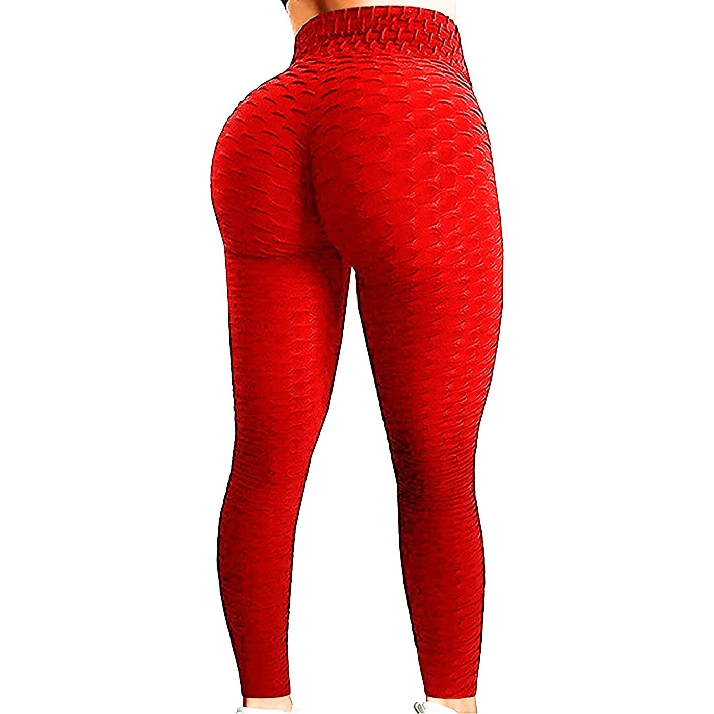 Snatched Up Women's High Waist Yoga Pants - Tummy Control Slimming Booty Leggings for Workout & Running - Butt Lift Tights (Red, XL) - Perfect for Yoga, Gym & Everyday Wear