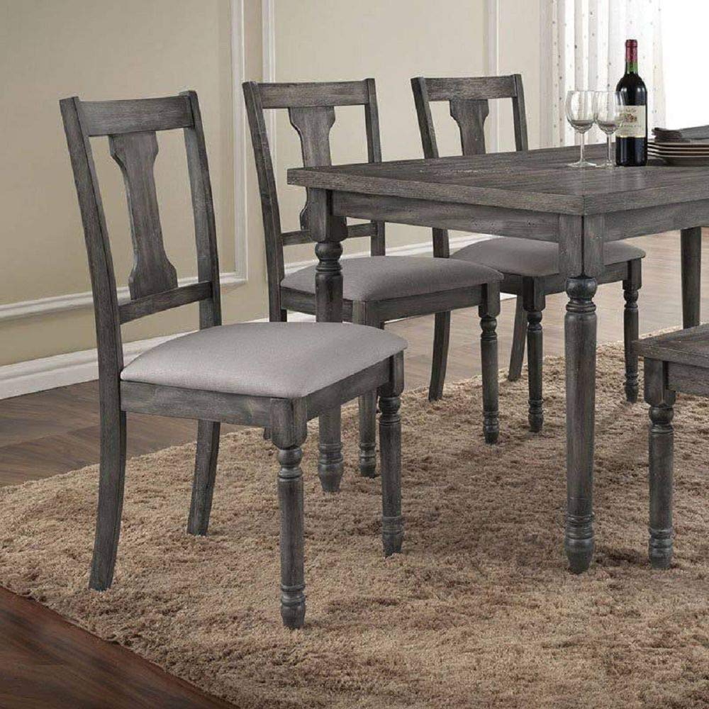 Knocbel 38 Inch Wooden Dining Chairs Set of 2 - Upholstered Linen Fabric Kitchen & Dining Room Side Chairs (Tan Linen/Weathered Gray) - Perfect for Farmhouse, Modern & Rustic Home Decor