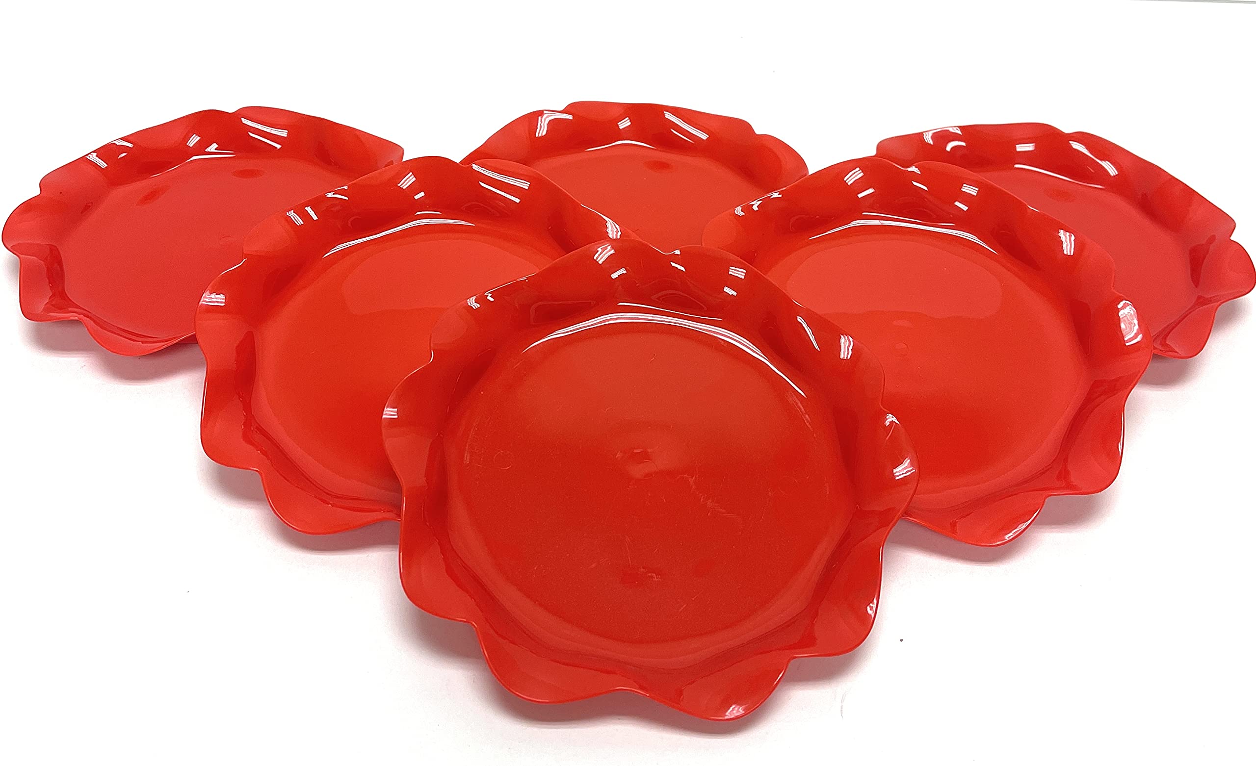 Mintra Home Reusable Bowls and Plates 6-Piece Set - Eco-Friendly Dishware, BPA-Free, Microwave & Dishwasher Safe - Lotus Collection (Red, 7.5 Inch Plates) - Perfect for Parties, Picnics, and Everyday Dining