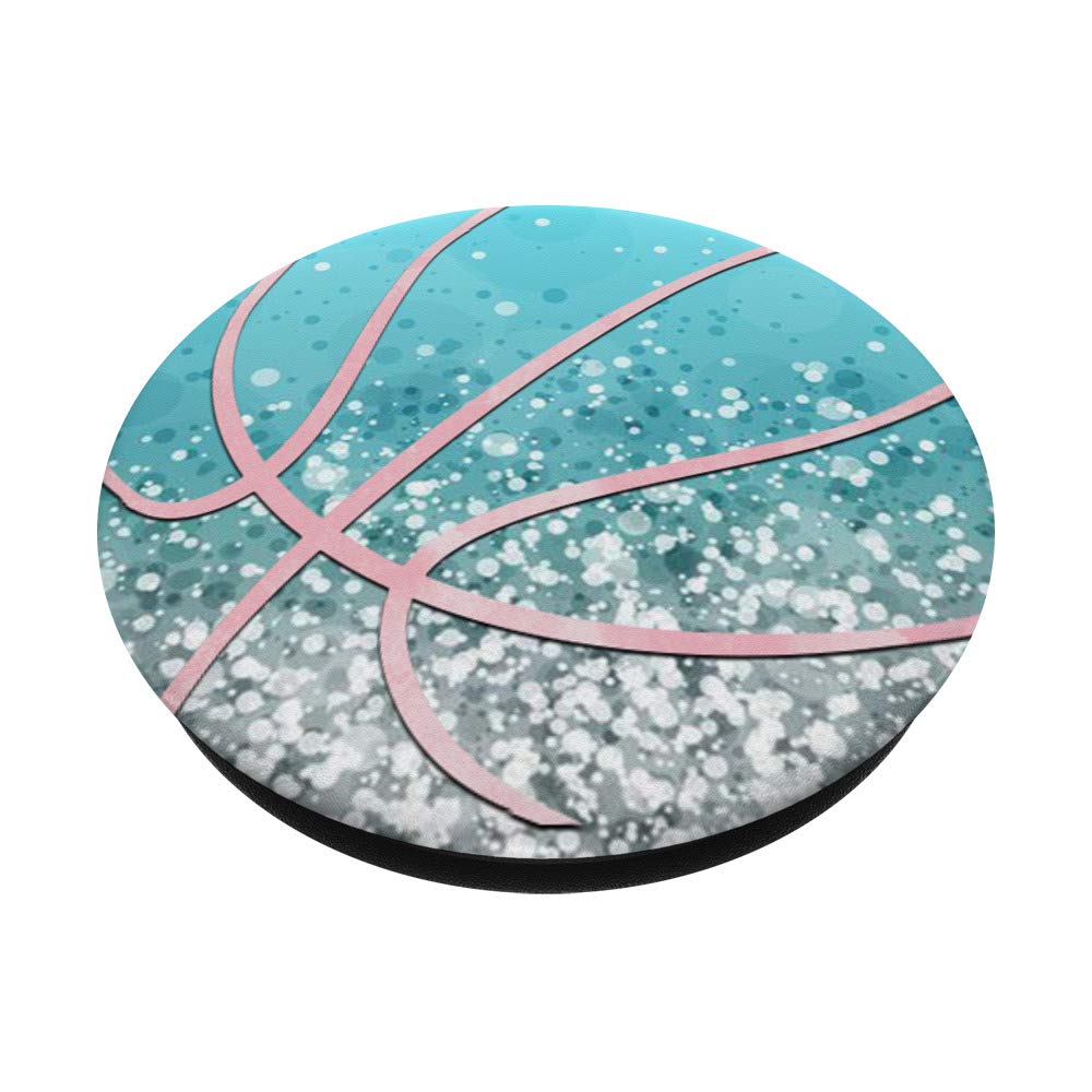 Pink Watercolor Basketball On Ice Light Blue PopSockets Swappable PopGrip - Phone Grip & Stand for iPhone, Samsung, Smartphones - Perfect for Sports Fans, Artists & Everyday Use