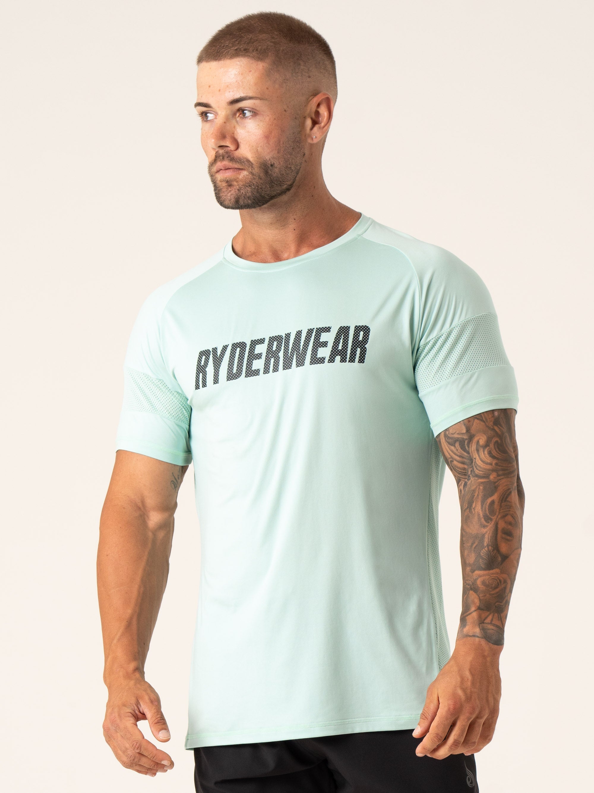 Breathable Flex Mesh T-Shirt for Men & Women - Lightweight Aqua Blue Performance Shirt for Running, Gym & Outdoor Activities