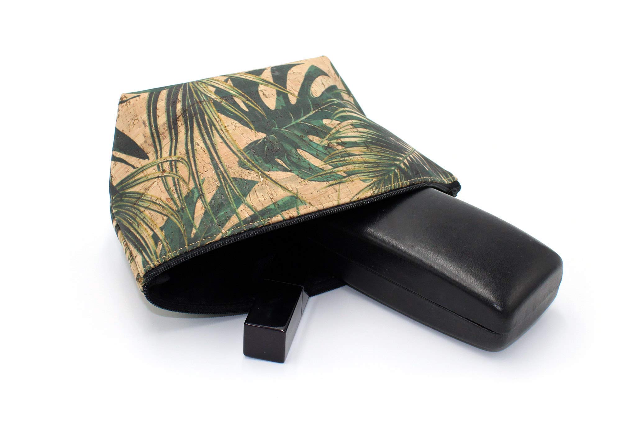 Eco-Friendly Small Standing Pouch - Natural & Blue Fennel Cork Cosmetic Bag by Spicer Bags | Perfect for Travel, Makeup Storage & Gift Packaging