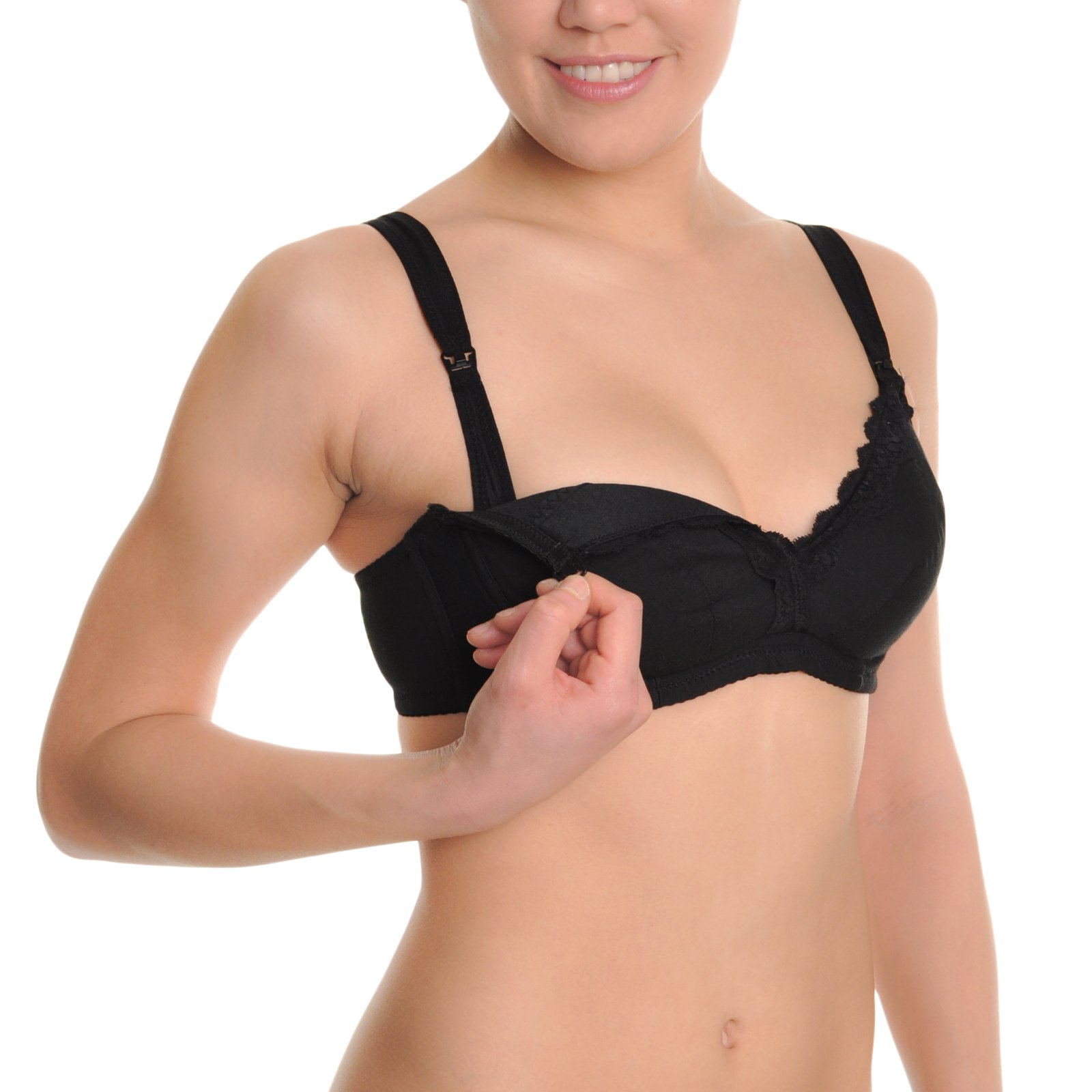 Angelina Women's Soft Cup Nursing Bras with Lace Trim - 3 Pack Comfortable Maternity Bras for Breastfeeding - Perfect for Daytime Wear, Night Nursing & Postpartum Recovery