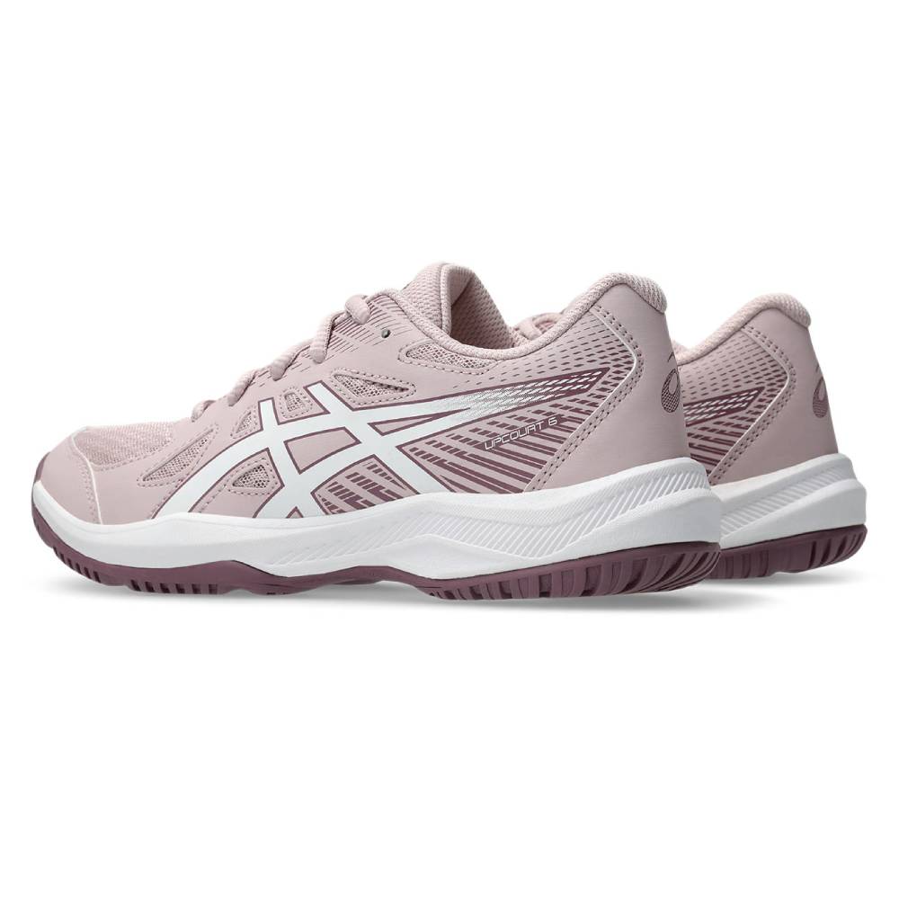 ASICS Upcourt 6 GS Junior Indoor Court Shoes for Girls - Watershed Rose/White - Volleyball, Badminton & Indoor Sports Sneakers