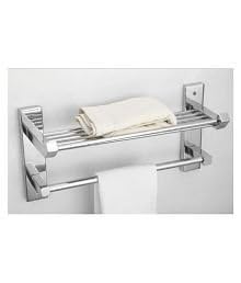 Premium BRANCO Stainless Steel Towel Shelf with Towel Rod - Wall Mounted Bathroom Towel Holder & Storage Rack (Silver, BRC-115S) | Durable & Rustproof for Bathroom, Kitchen, Spa | Made in India