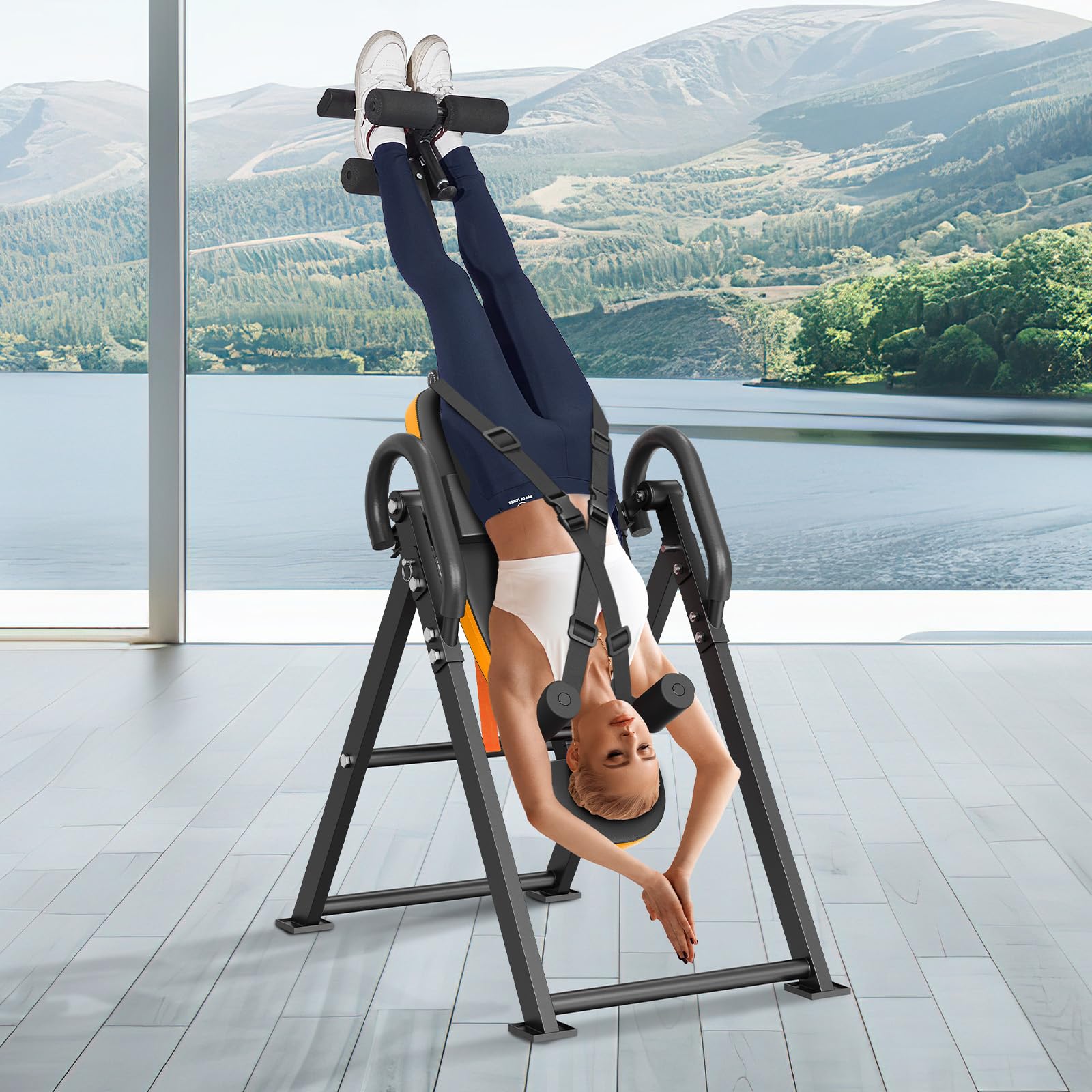 VEVOR Heavy Duty Inversion Table 300lbs Capacity - Back Pain Relief, Spinal Decompression & Strength Training Equipment with Adjustable Headrest, Ankle Lock & Safety Belt | Home Gym, Physical Therapy & Chiropractic Use