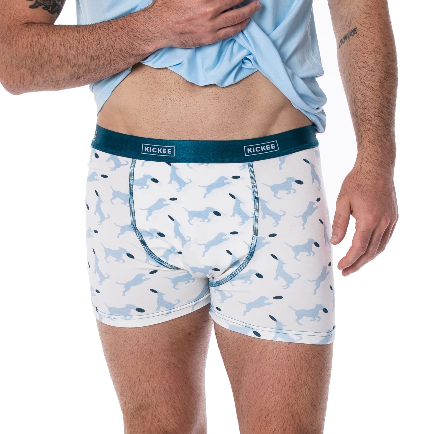 KICKEE Men's Silky Soft Print Boxer Brief Underwear - Comfortable & Breathable Cotton Blend for Everyday Wear - Perfect for Workout, Lounge & Sleep