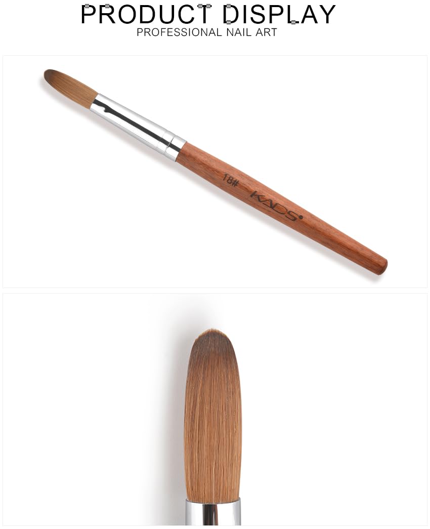 Professional Kolinsky Acrylic Nail Brush - Red Wooden Handle Salon Brush for Acrylic Nails (Size 18#) - Perfect for Nail Art, Extensions & Salon Manicures