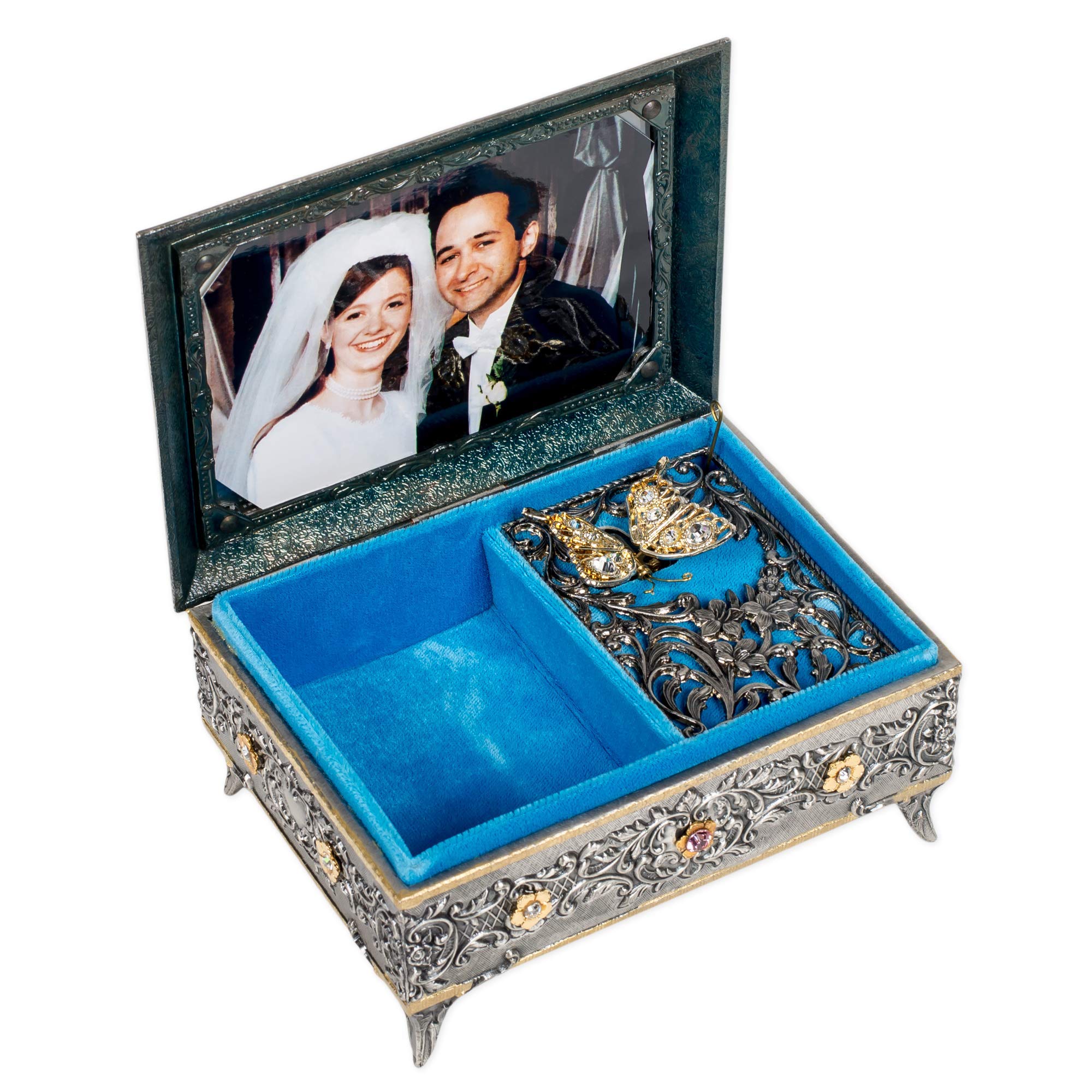 Enchanting Animated Butterfly Music Box - Jewelry Box & Photo Frame with Moving Wings, Plays 'Memory' from Cats, Adorned with Austrian Crystals | Perfect Gift for Birthdays, Anniversaries & Home Decor