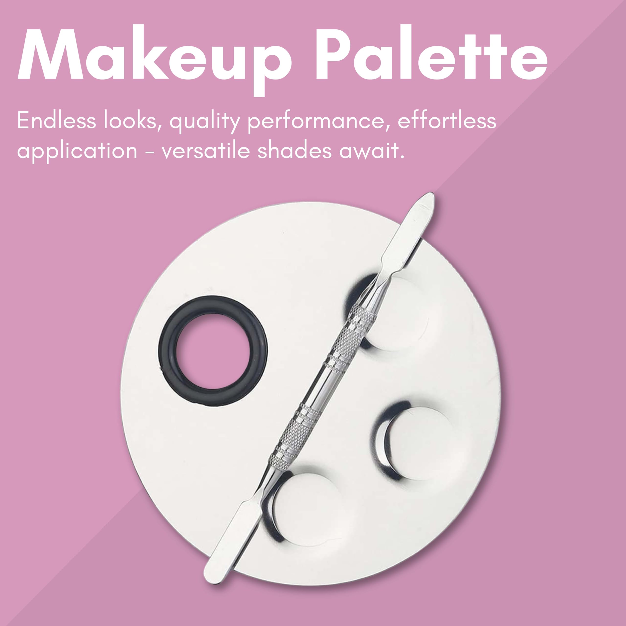 Beauté Secrets 3-Well Stainless Steel Makeup Palette with Spatula - Professional Cosmetic Mixing Tray for Nail Art, Eyeshadow, Lipstick & Foundation - Perfect for Salon, Travel & Home Makeup Organization (Silver)