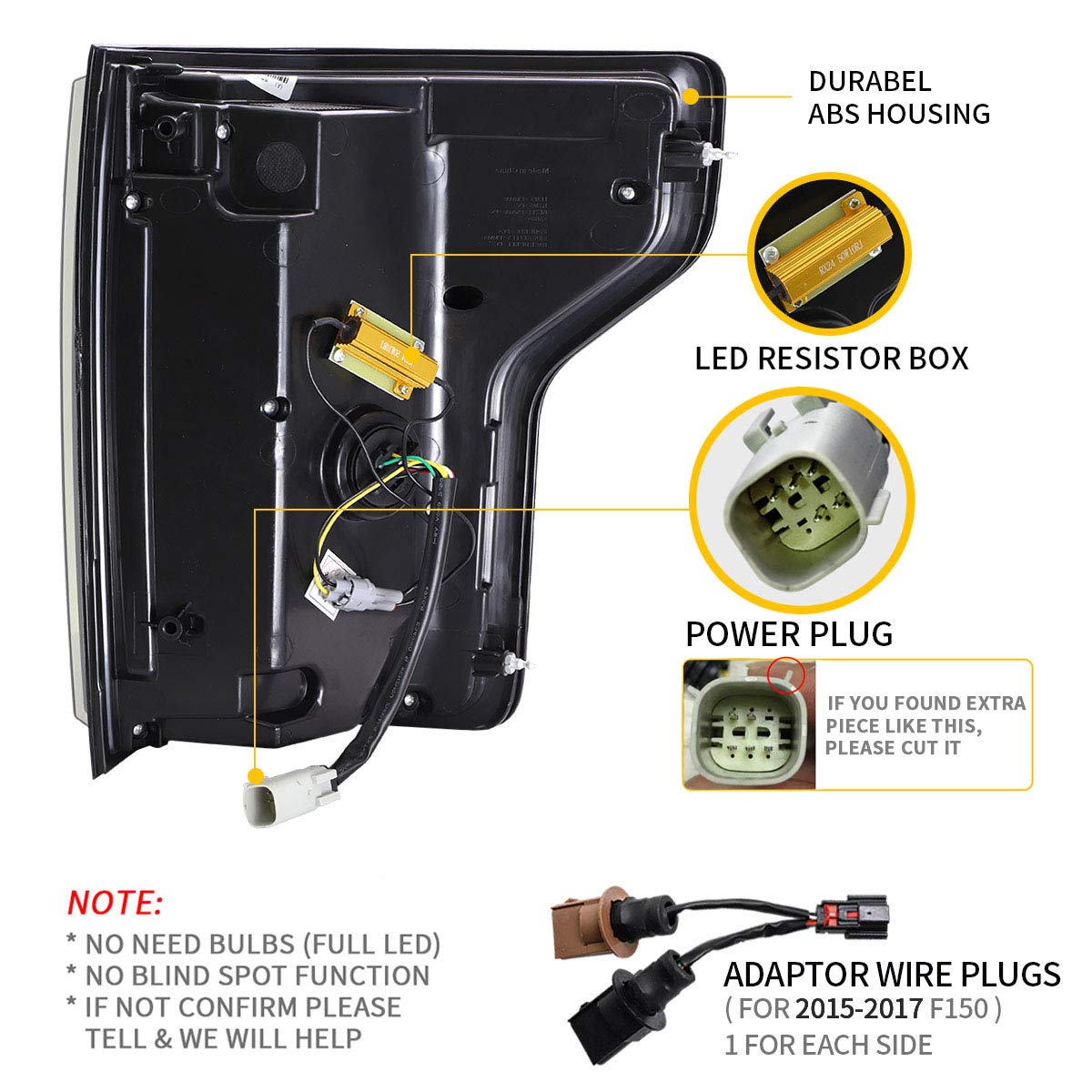 VLAND LED Tail Lights for Ford F150 Pickup 2015-2020 - Red Turn Signals, Direct Replacement for Halogen Factory Lights (Not Compatible with BLIND Model, Factory LED Version & XLT/Lariat) - Upgrade Your Truck's Style & Safety for Night Driving and Off-Road Adventures