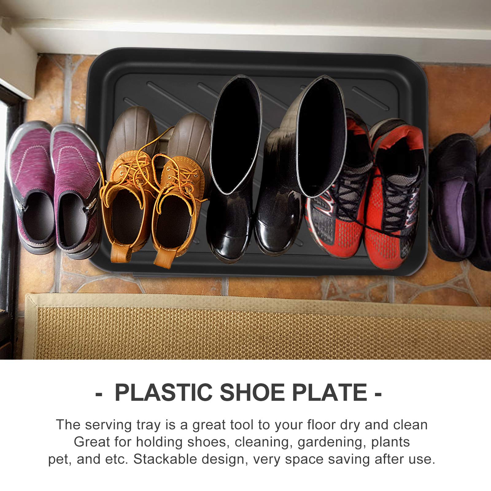 Waterproof Boot Tray for Entryway - Indoor/Outdoor Shoe & Pet Mat (15.7x11.79