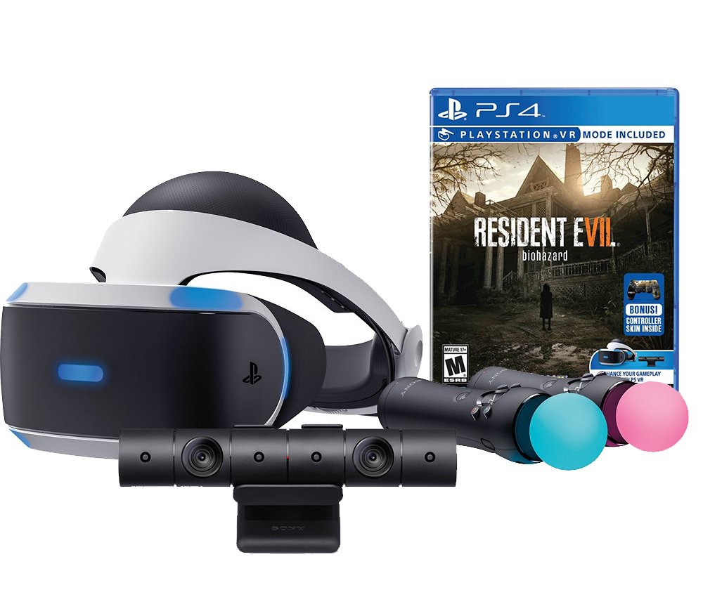 PlayStation VR Bundle with PS4 Slim 500GB Console - Includes VR Headset, Camera, Move Controllers & Games (Uncharted 4 + Resident Evil 7) | Immersive Gaming Experience for Virtual Reality Enthusiasts