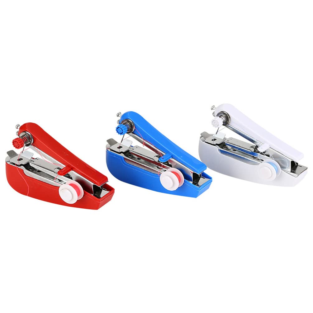 VICASKY 3-Piece Mini Sewing Machine Kit - Portable Handheld Manual Sewing Tool for Quick Repairs, DIY Crafts, and Clothing Alterations | Perfect for Home, Travel, and Emergency Fixes
