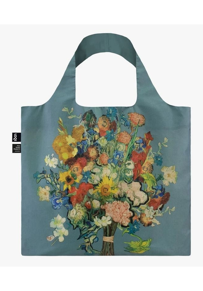 LOQI Reusable Shopping Tote Bag - Eco-Friendly Foldable Grocery Bag with 10 Stylish Prints - Perfect for Groceries, Travel & Beach