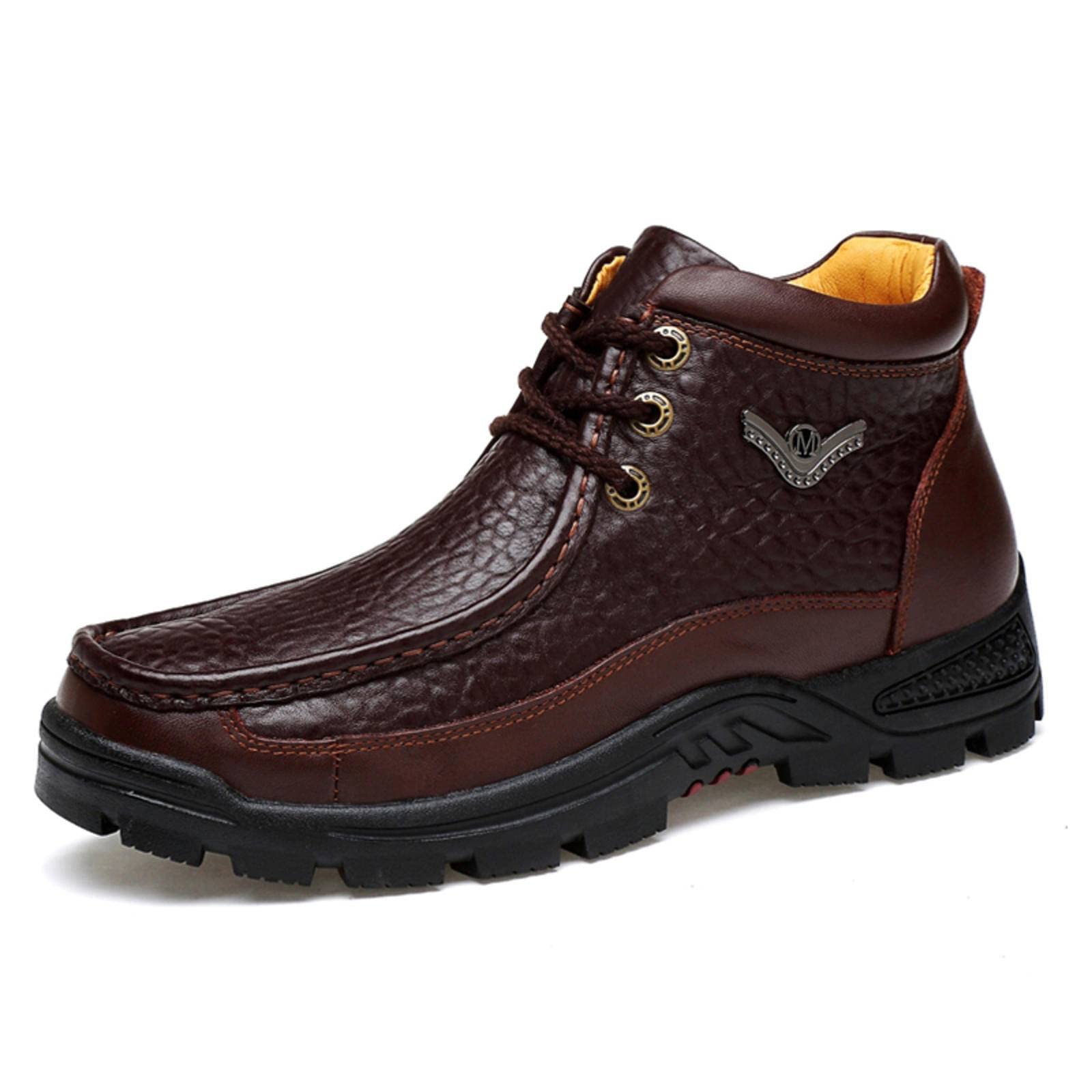 Men's Waterproof Winter Snow Boots with Plush Fur Lining - Warm Rubber Sole Hiking Shoes for Cold Weather & Outdoor Activities - Perfect for Snow, Ice, and Mountain Adventures