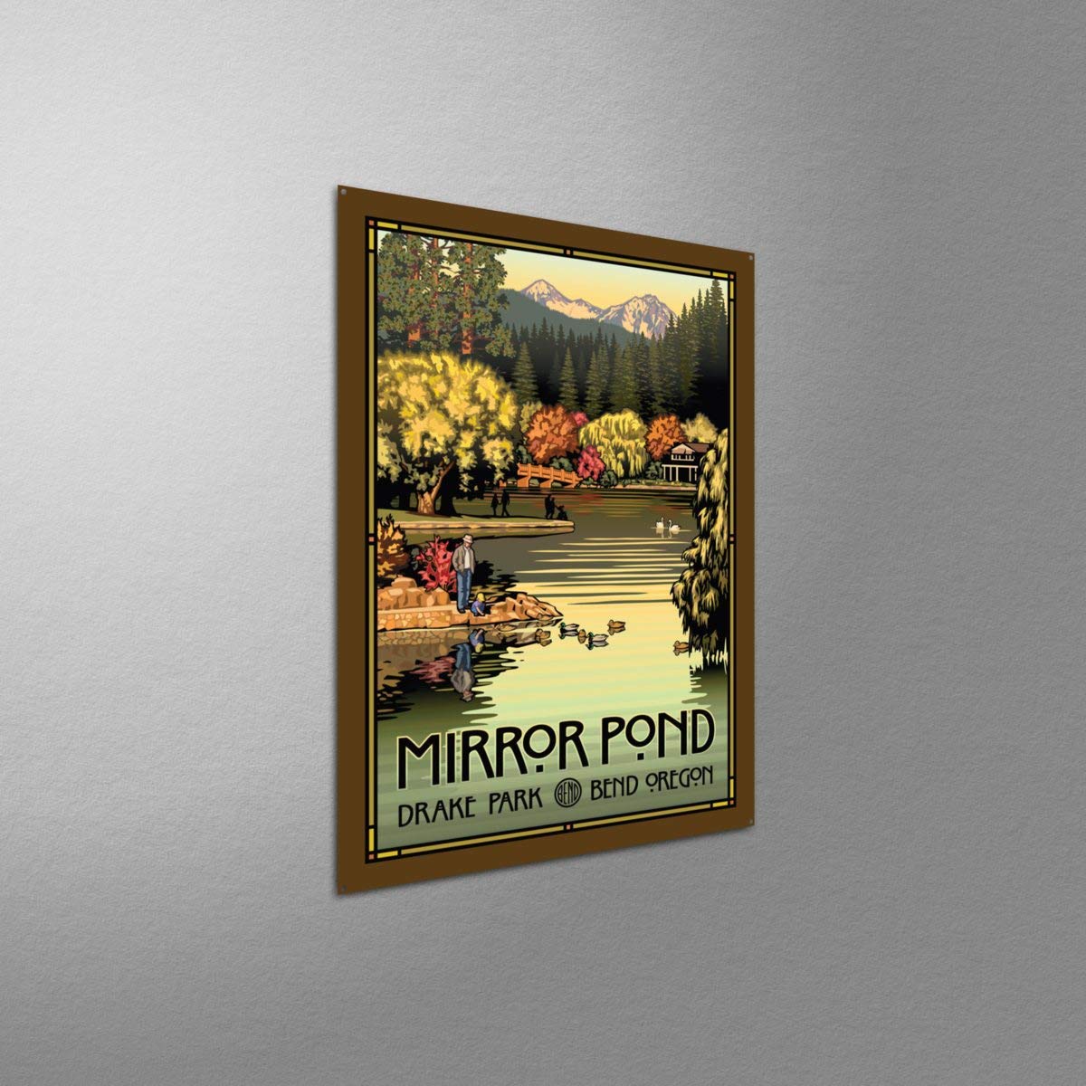 Paul Leighton Autumn Metal Art Print 8.5x11.5 - Mirror Pond Travel Art for Home Decor