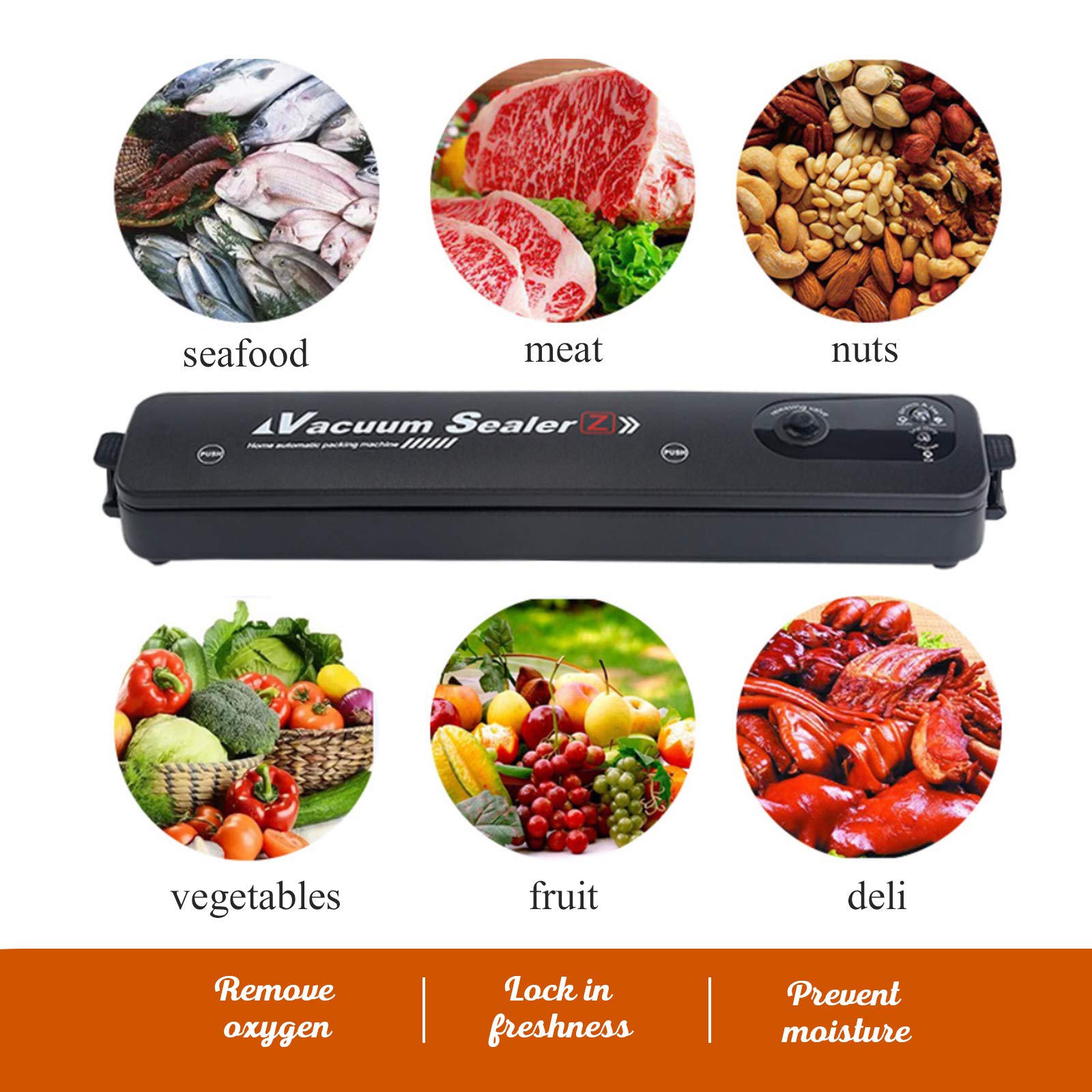 YEIO Automatic Vacuum Sealer Machine for Food Preservation - Compact Portable Food Sealer Works with Dry & Moist Foods | Includes 15 Vacuum Bags | LED Indicator | Perfect for Meal Prep, Sous Vide, Freezer Storage & Camping Trips