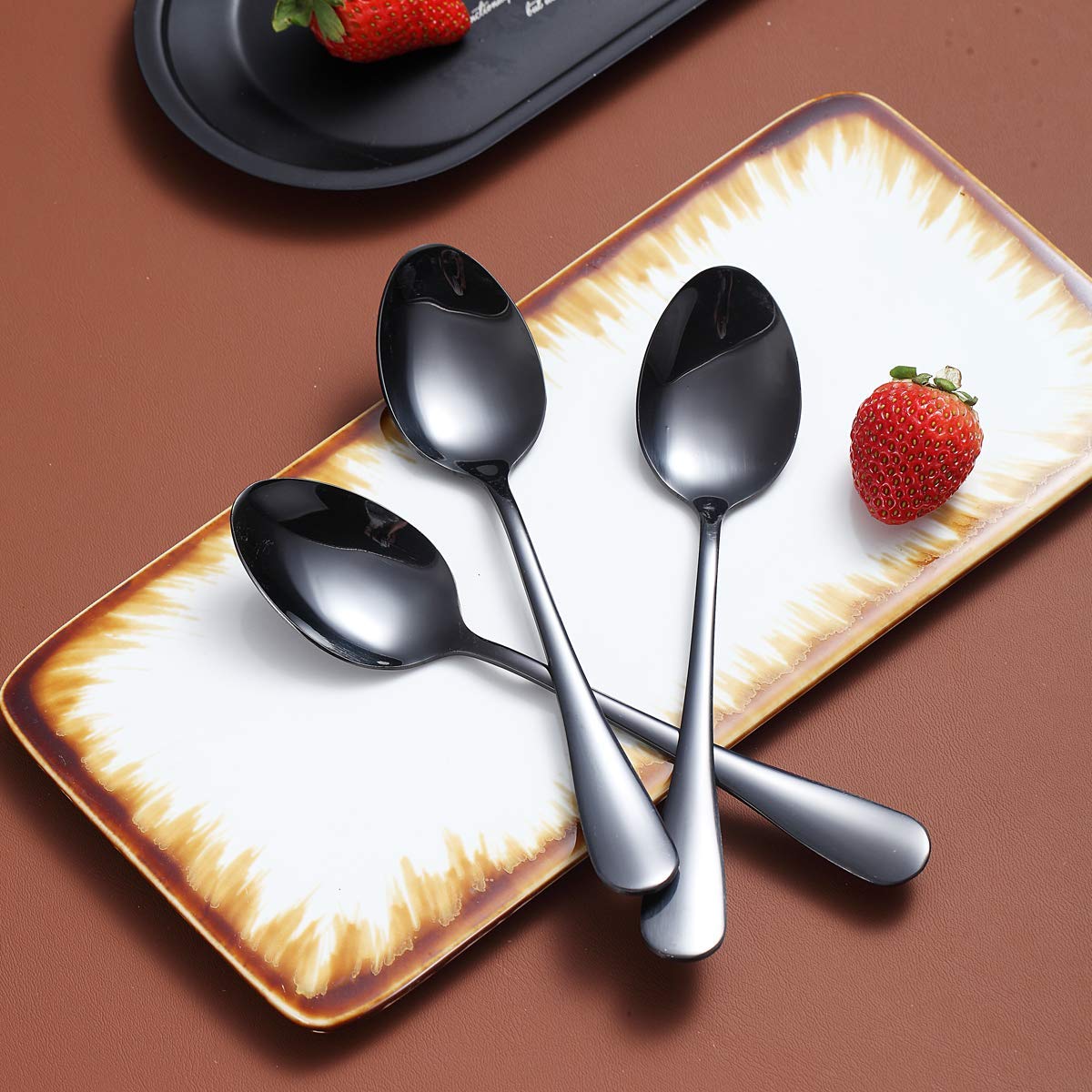 Premium Black Teaspoons Set of 4 - 6.5