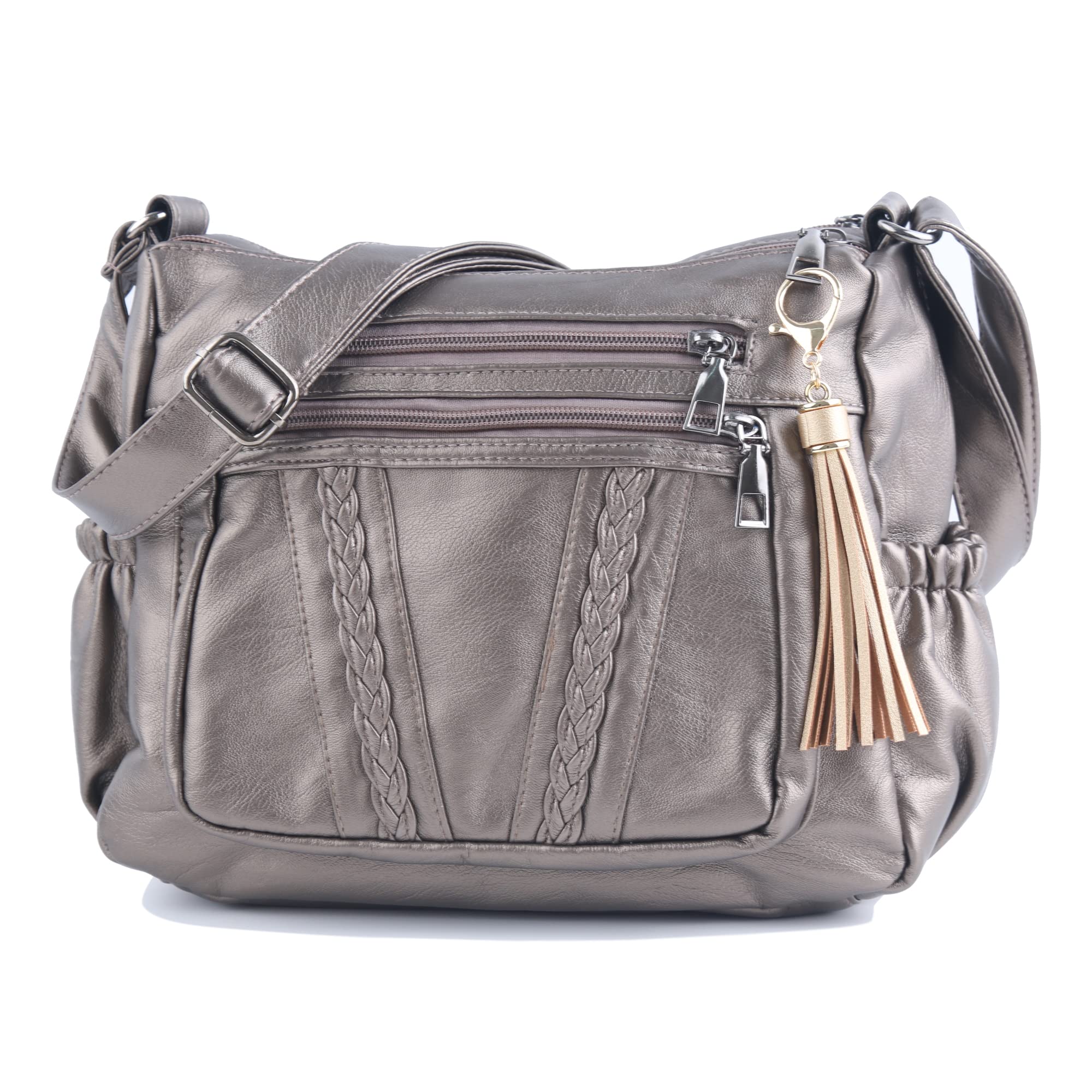 ELDA Women's Crossbody Bag PU Leather Multi Pocket Purse for Daily Use