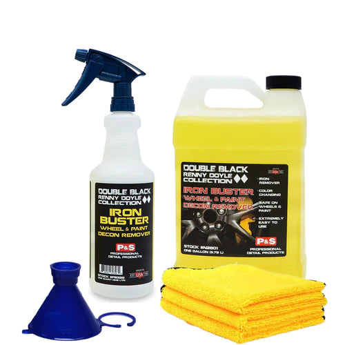 P&S Double Black Collection Iron Buster Wheel & Paint Decontamination Remover - Heavy Duty Cleaner for Car Detailing, Brake Dust Removal & Auto Paint Protection