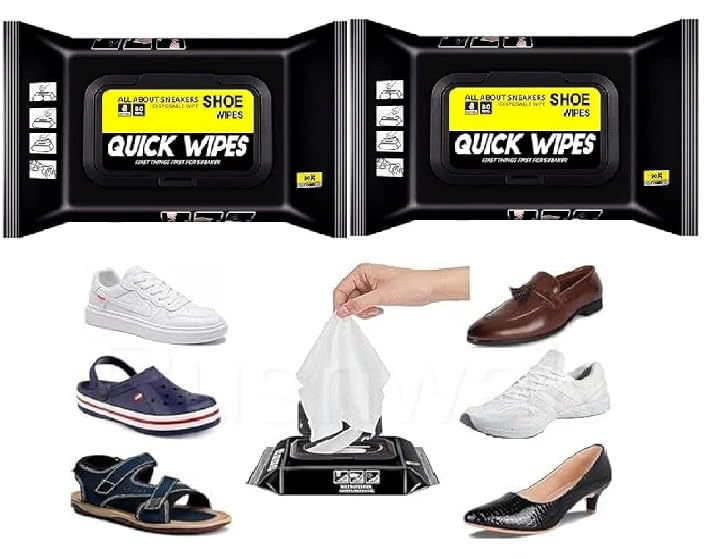 EASYSHOP Shoe Wipes (160 Count) - Instant Sneaker Cleaner Wipes for Quick Dirt & Stain Removal - Perfect for Cleaning Shoes, Sneakers, and Athletic Footwear On-The-Go