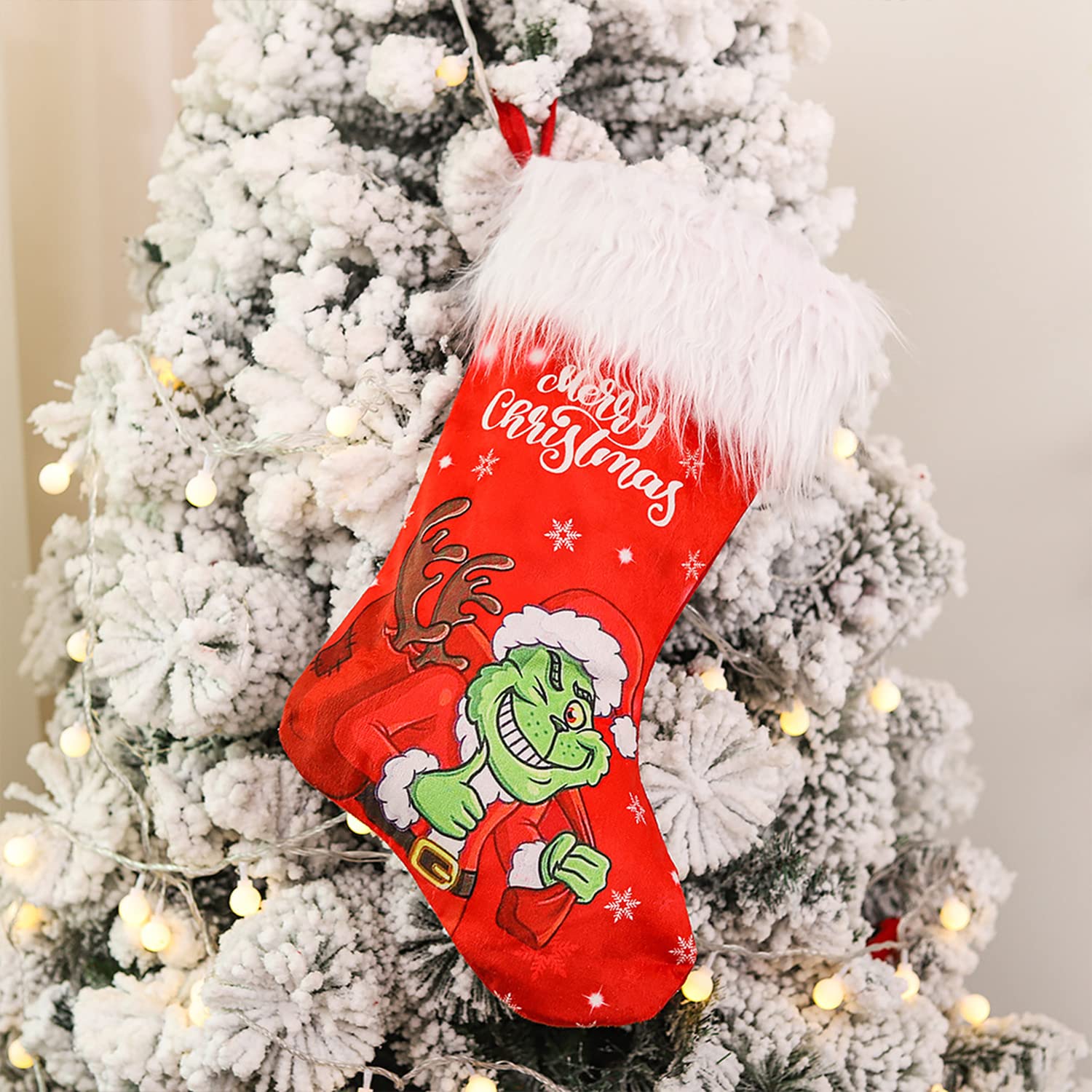 17.7 Inch Large Christmas Stockings for Gifts & Decor - Holiday Candy Socks for Family, Xmas Party Decorations - Perfect for Fireplace Mantel, Tree Decor & Festive Home Decorating