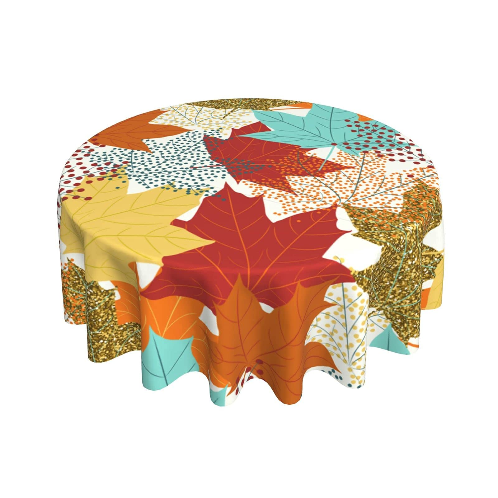 FREEHOTU 60 Inch Round Tablecloth - Thickened Washable Fall Maple Leaves Design for Kitchen, Dining, Party & Tabletop Decor | Perfect for Thanksgiving, Autumn Gatherings & Holiday Celebrations