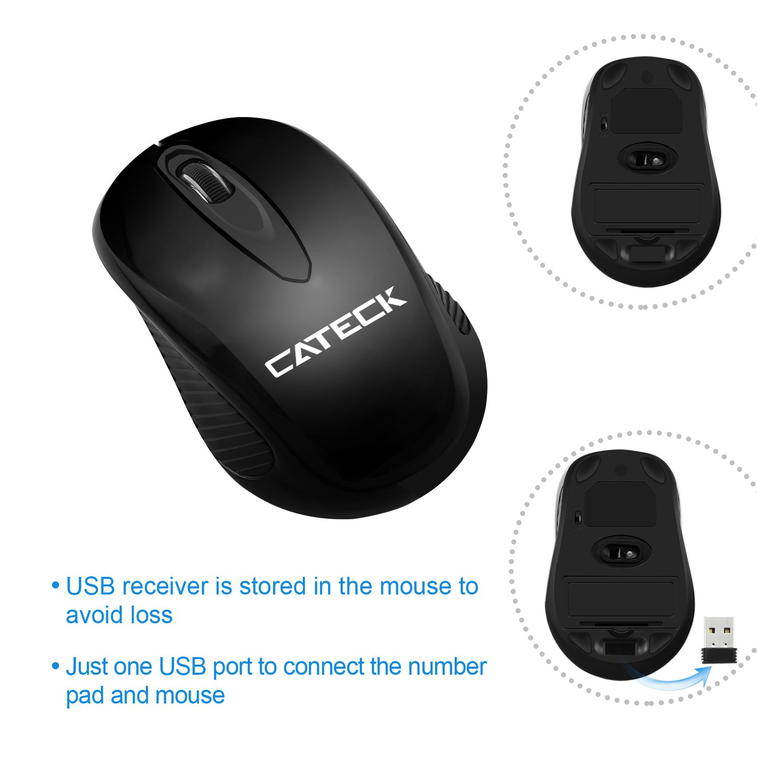 Wireless Numeric Keypad & Mouse Combo - 2.4G 19 Keys Mini USB for PC/Laptop - Office & Accounting Use