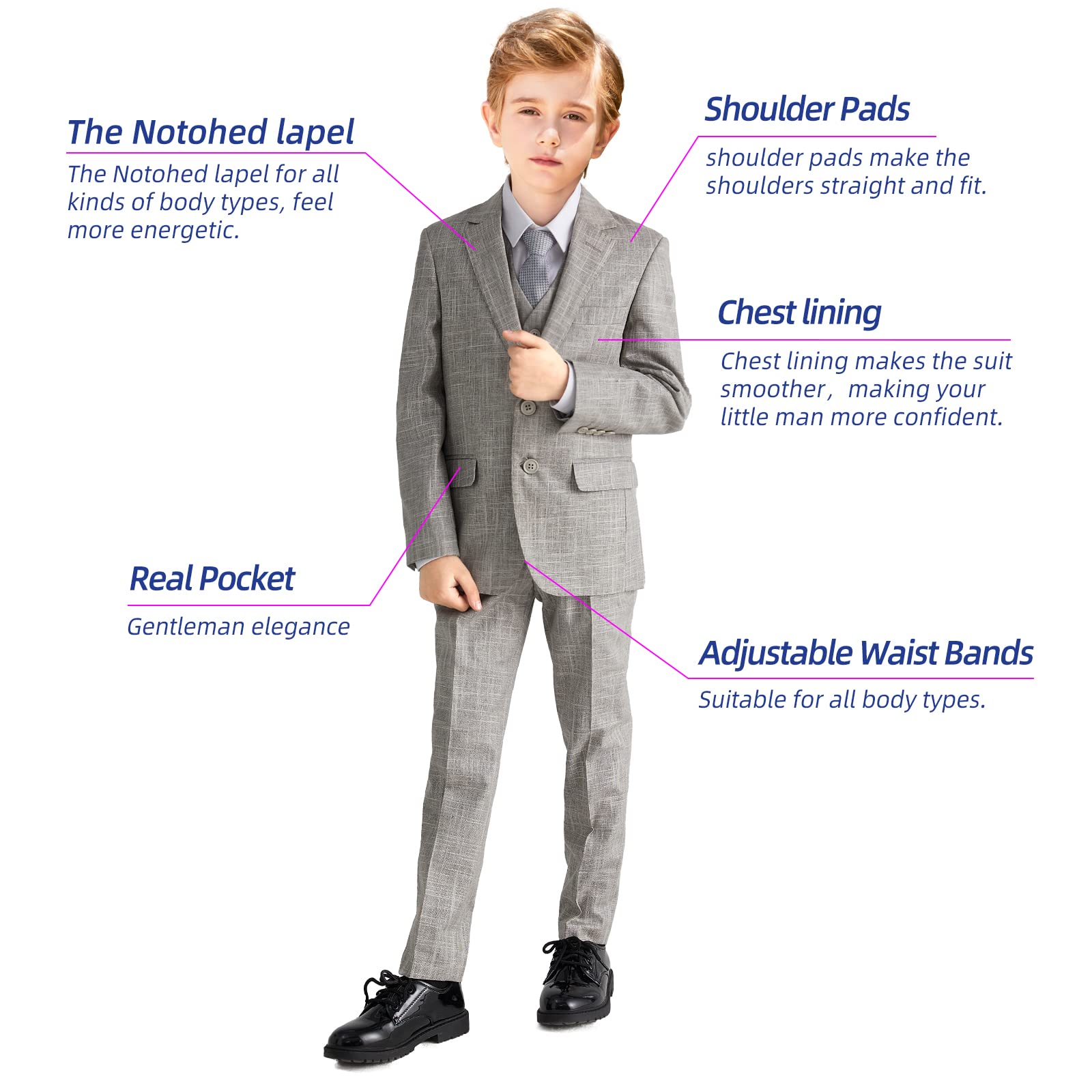 ELPA Boys Linen Suits for Summer - Breathable & Comfortable Kids Formal Wear - Perfect for Weddings, Parties & Special Occasions
