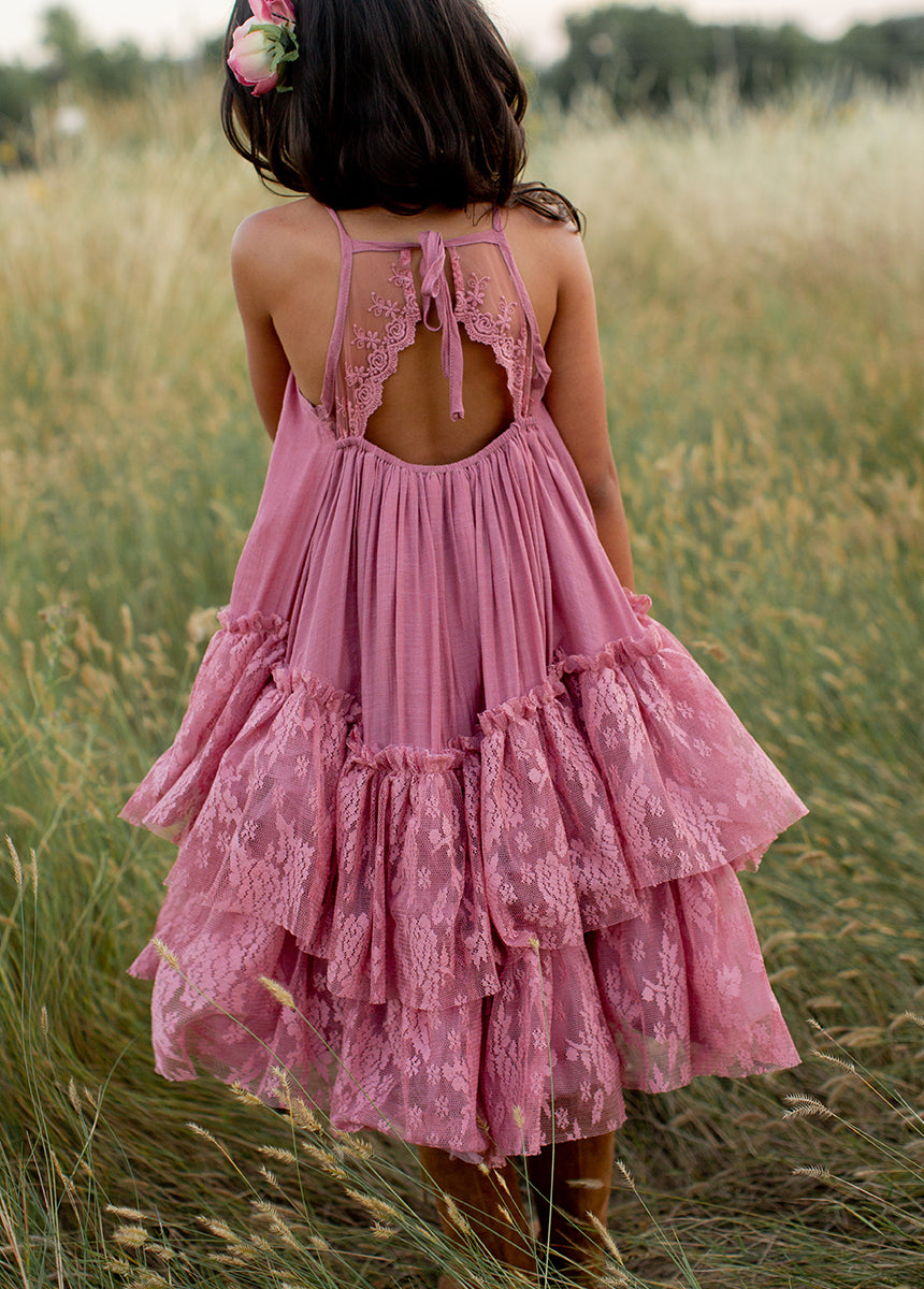 Elegant Catrina Dress in Dusty Rose - Flowy Midi Dress for Women | Perfect for Parties, Weddings & Special Occasions