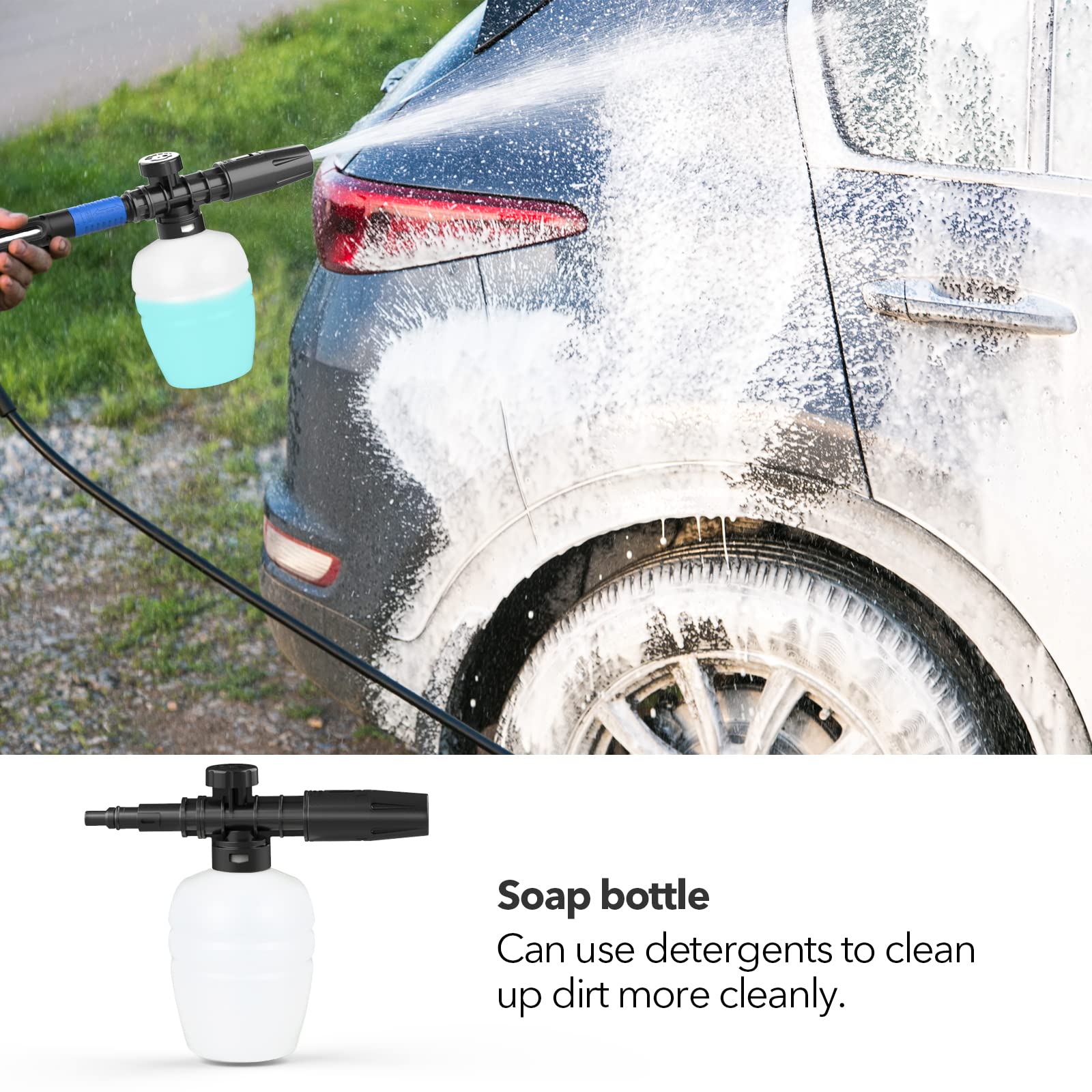 2023 Rock&Rocker Electric Pressure Washer 2.6 GPM - 4 Quick Connect Nozzles & Foam Cannon with Hose Reel - Powerful Car Wash Machine for Home, Driveway, Patio Cleaning - Perfect for Vehicle Detailing, Concrete Cleaning, and Outdoor Surface Maintenance