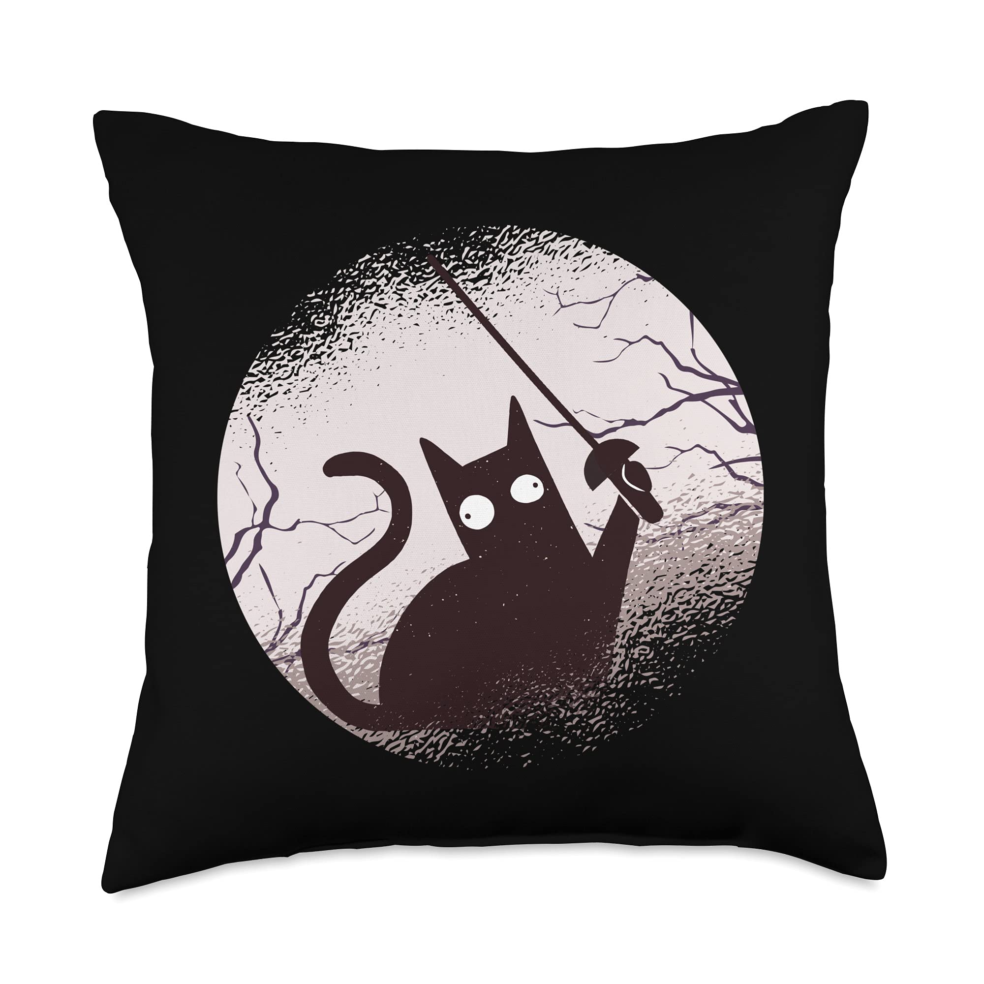 Fencing Game Throw Pillow - Gamer & Sports Enthusiast Gift - Soft Cat Design for Home Decor, Gaming Room, and Sports Themed Bedroom