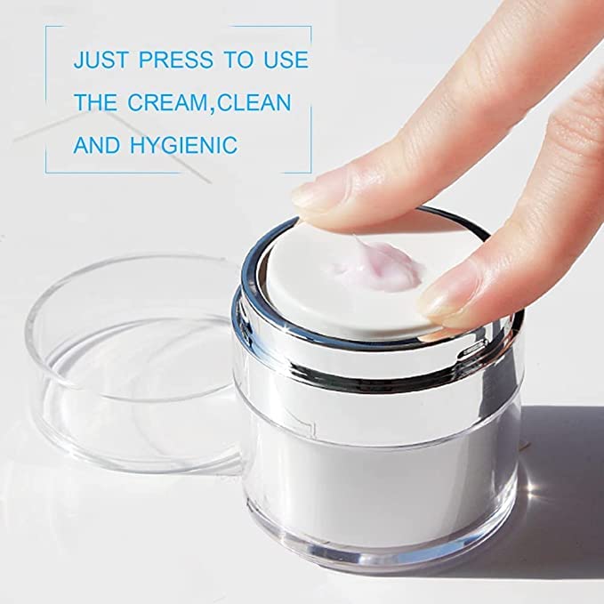 Kesig® Airless Pump Cream Bottle - 2oz Refillable Vacuum Cosmetic Container for Face Lotion, Lip Balm & Moisturizer | Acrylic & Silicone Travel Makeup Jar | Perfect for Skincare Routine, Travel Essentials & Daily Beauty Care