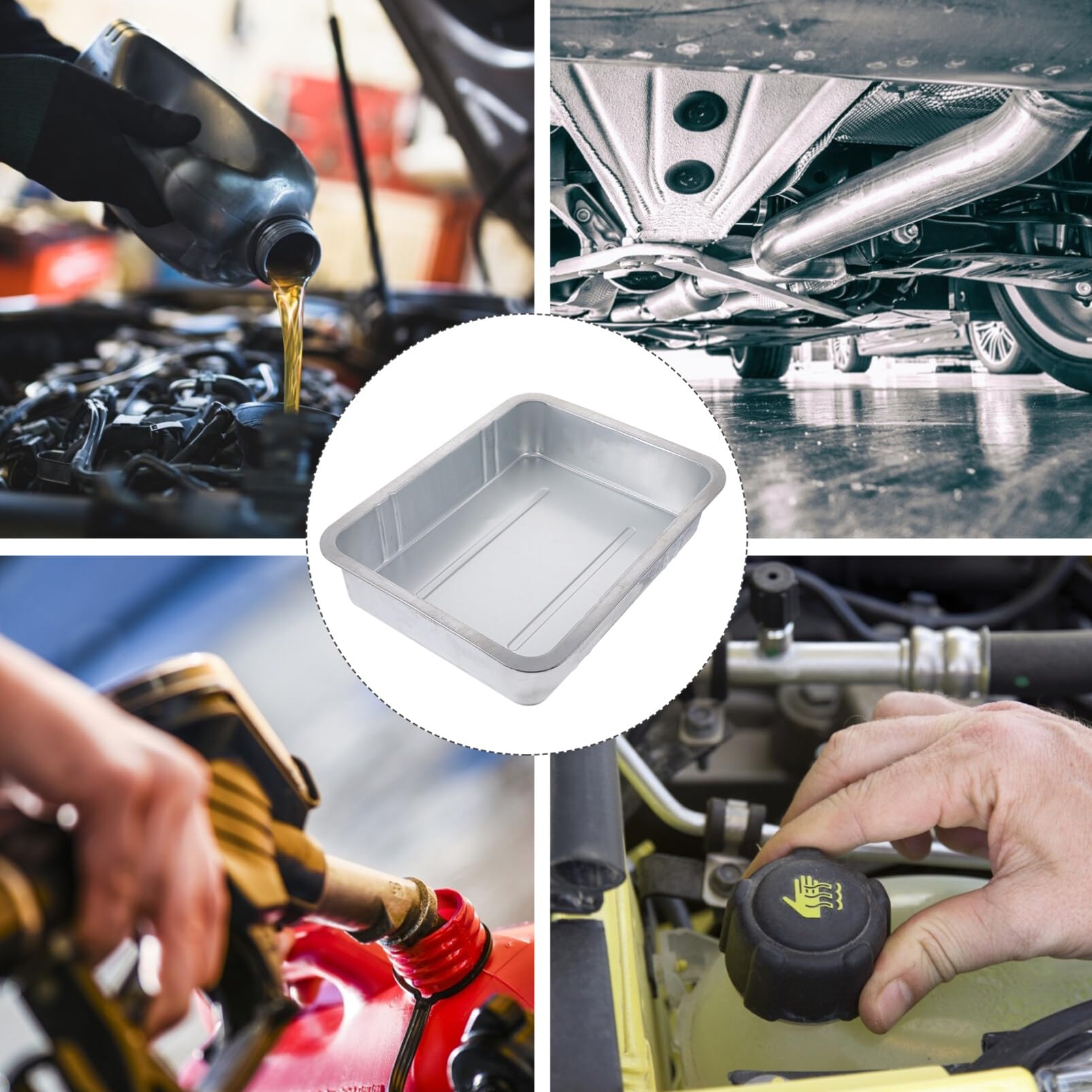 FAVOMOTO 6 Quart Oil Drain Pan - Heavy Duty Engine Oil Collector with Spout & Handle for Easy Car, Truck, Motorcycle Oil Changes | Leak-Proof Drip Tray for Garage, Workshop & DIY Auto Maintenance