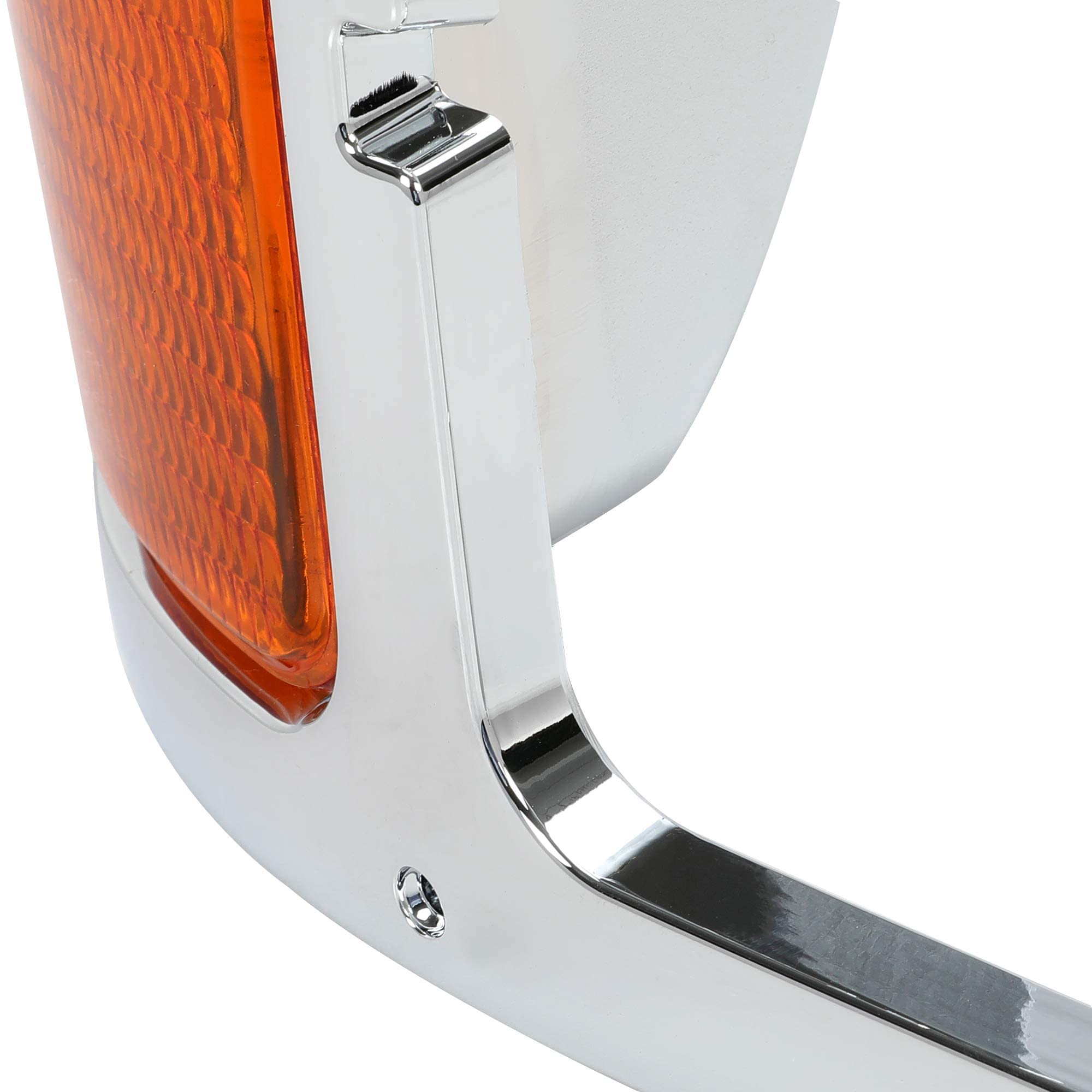 ECOTRIC Left Corner Signal Light Compatible with 2000-2015 Ford F650 F750 - Chrome Casing Headlight Bezel Trim - Driver Side Replacement for FO2520196 - Perfect for Truck Lighting Upgrades & Safety Enhancement