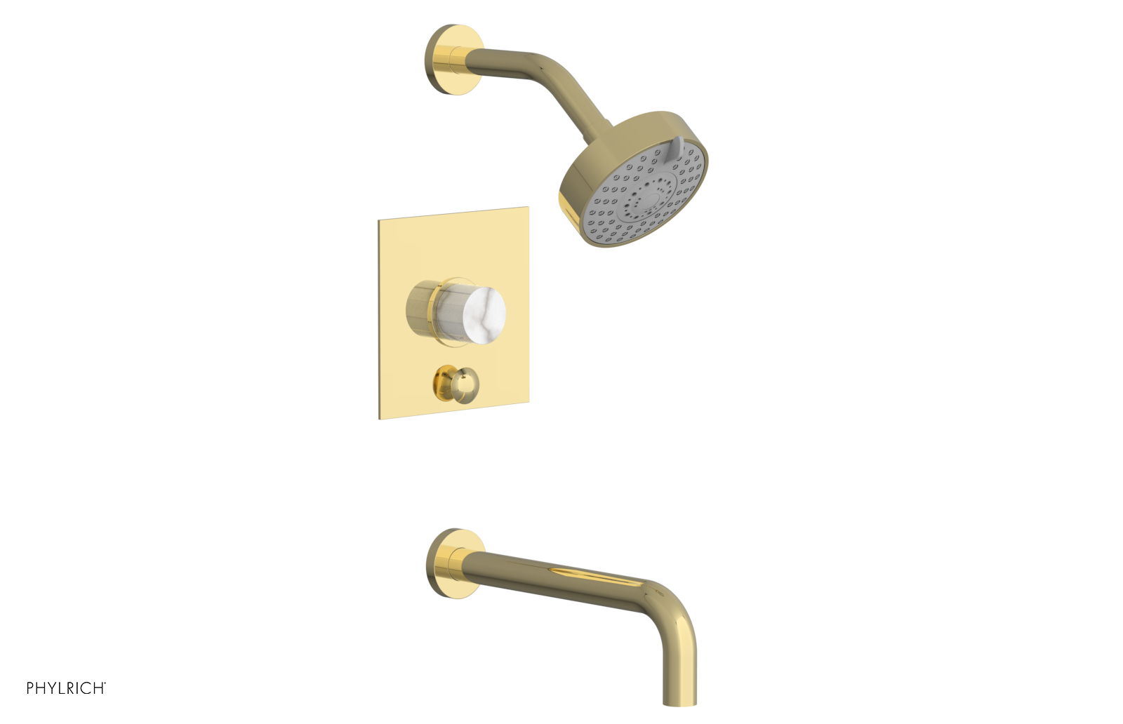 BASIC II 10 Pressure Balance Tub and Shower Set - White Marble Finish, 230S 28 10 - Perfect for Modern Bathroom Renovations & Spa-Like Shower Experience