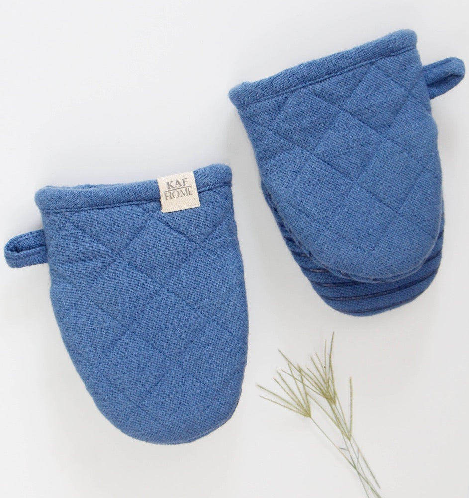 Premium Monaco Cotton & Silicone Oven Mitts Set - Heat Resistant Kitchen Gloves for Baking, Cooking & Grilling - Mini & Standard Size for Safe Food Handling