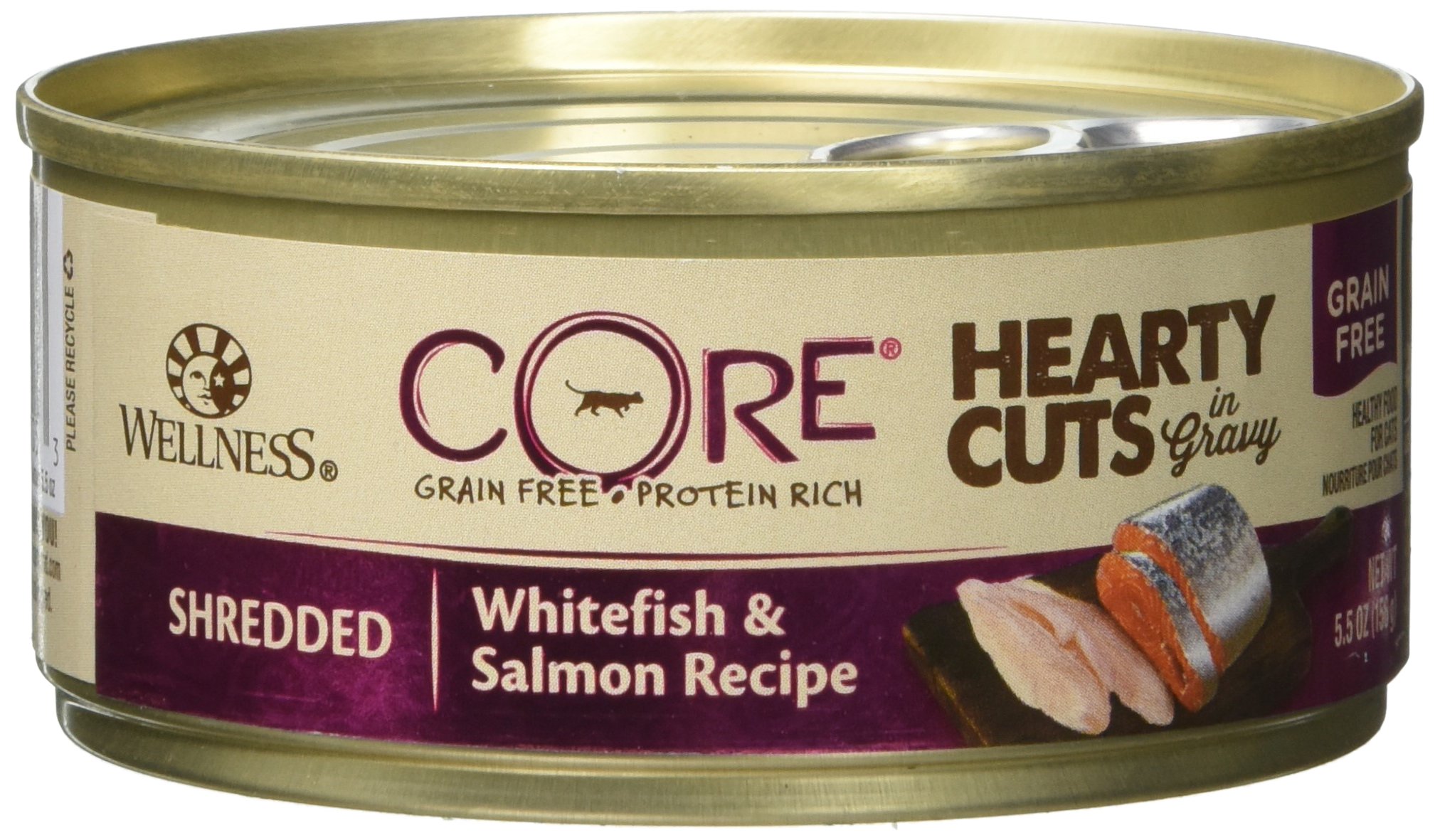Premium Wellness 24-5.5 Oz Shredded Whitefish & Salmon Cat Food - Grain-Free, High Protein Recipe for Adult Cats - Perfect for Mealtime & Weight Management
