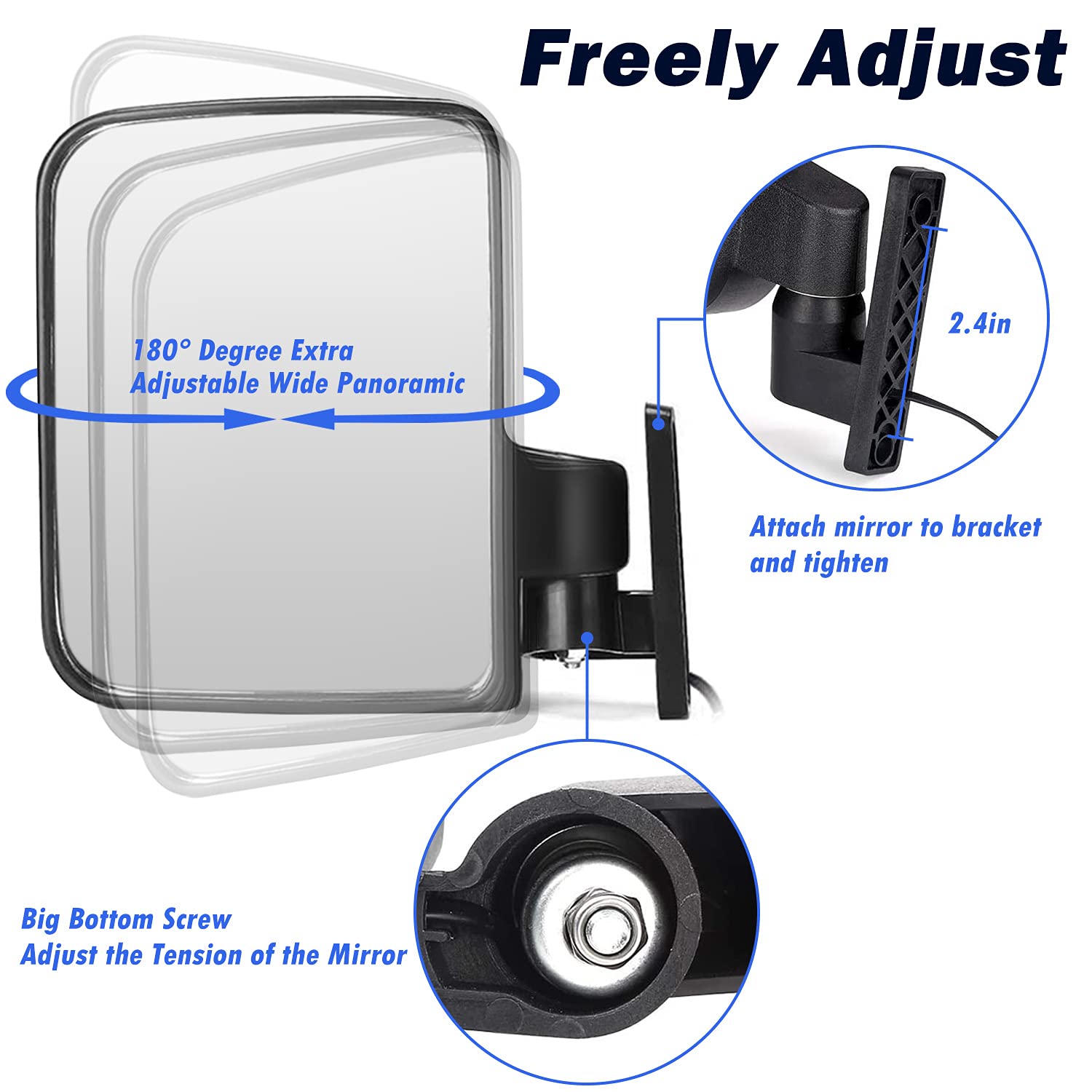 Universal Golf Cart Side Mirrors with Turn Signal Lights - Rear View Mirror Compatible with Club Car, EZGO & Yamaha Golf Carts - Perfect for Safe Driving on Golf Courses & Neighborhood Streets
