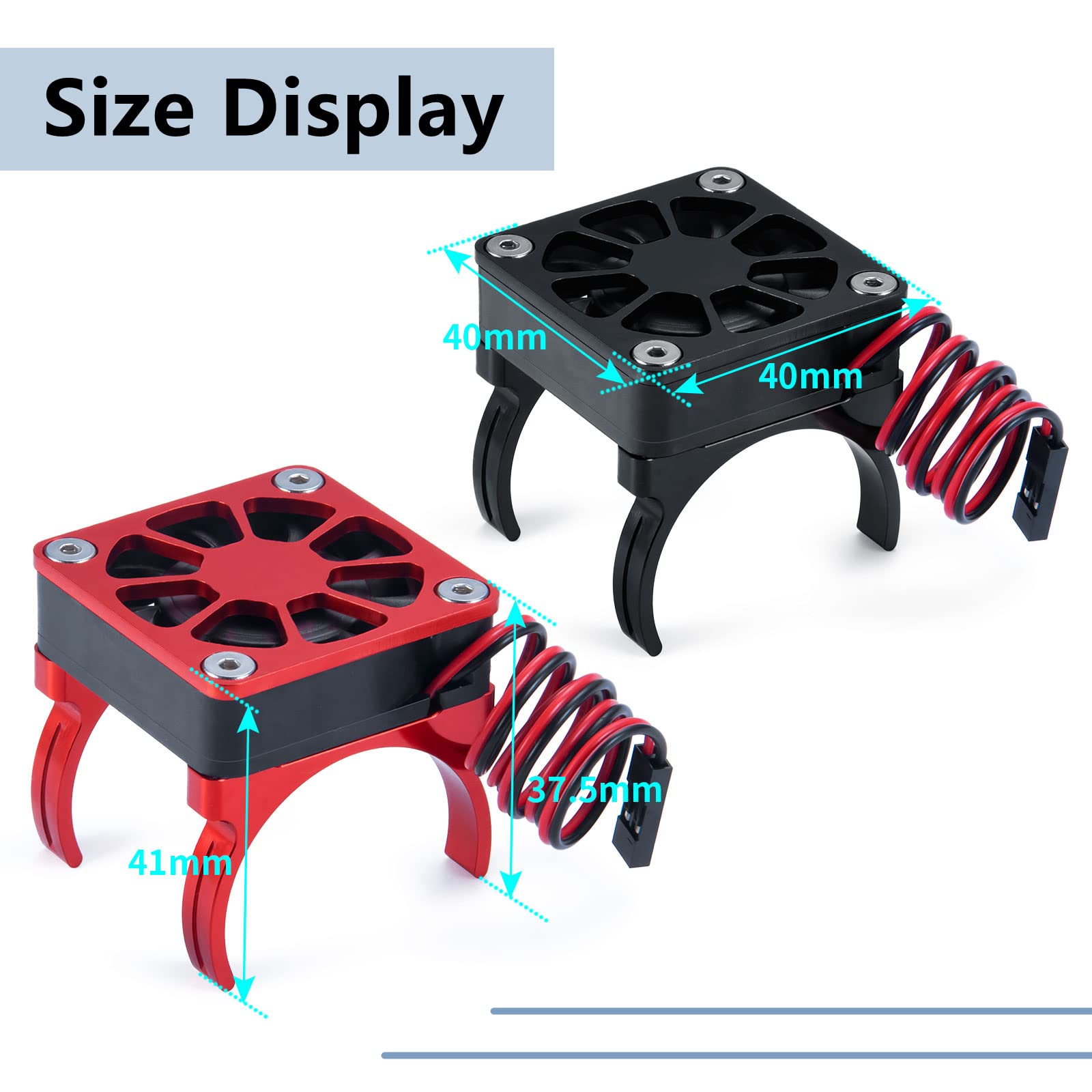 40mm RC Cooling Fan with Heat Sink for TRX4 Upgrades - Compatible with 540/550 Motors - Black - Perfect for Off-Road RC Cars & High-Performance Motor Cooling
